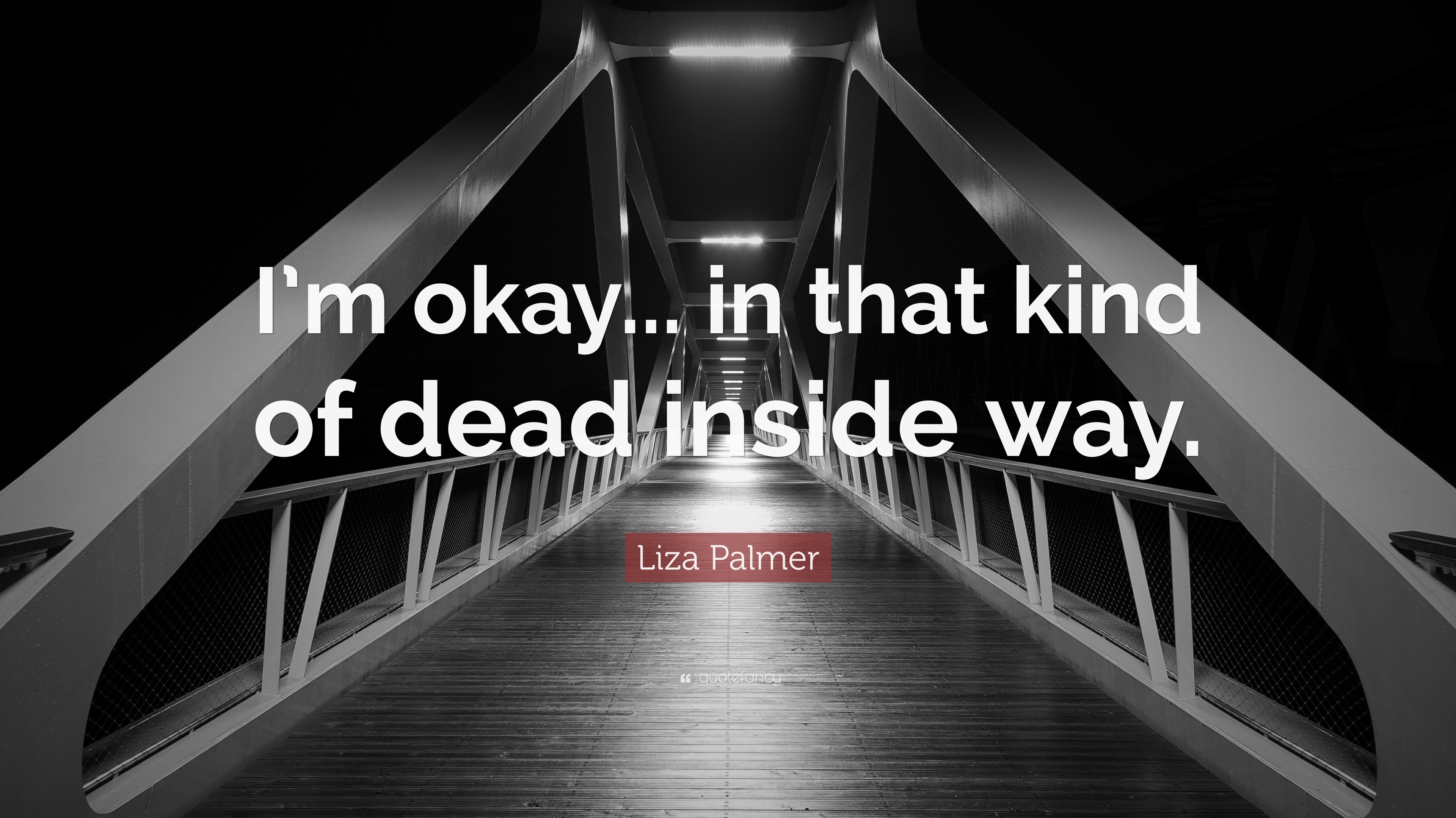 Liza Palmer Quote: “I'm okay... in that kind of dead inside way.”