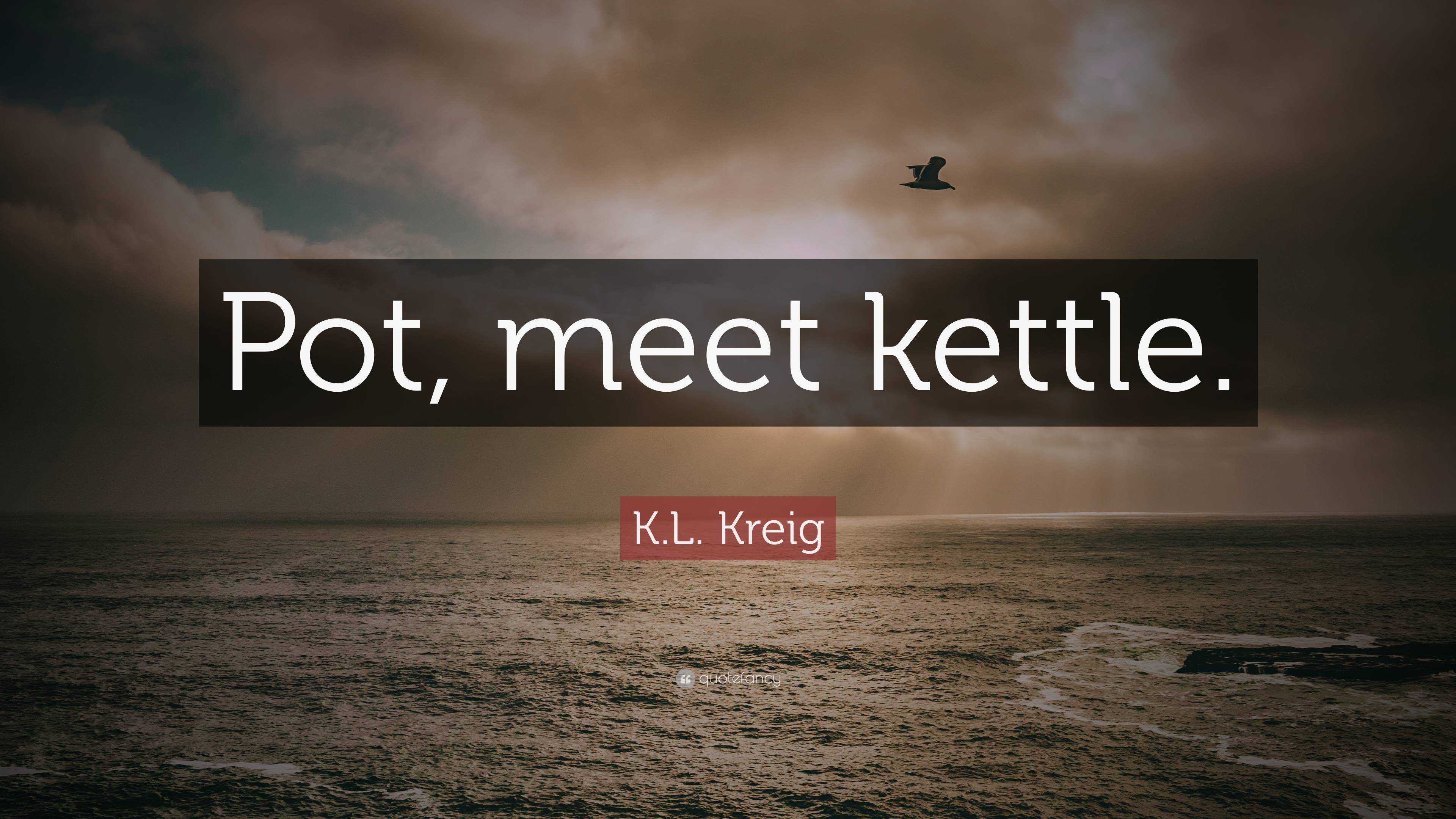 Ithaca tong nikkel K.L. Kreig Quote: “Pot, meet kettle.”