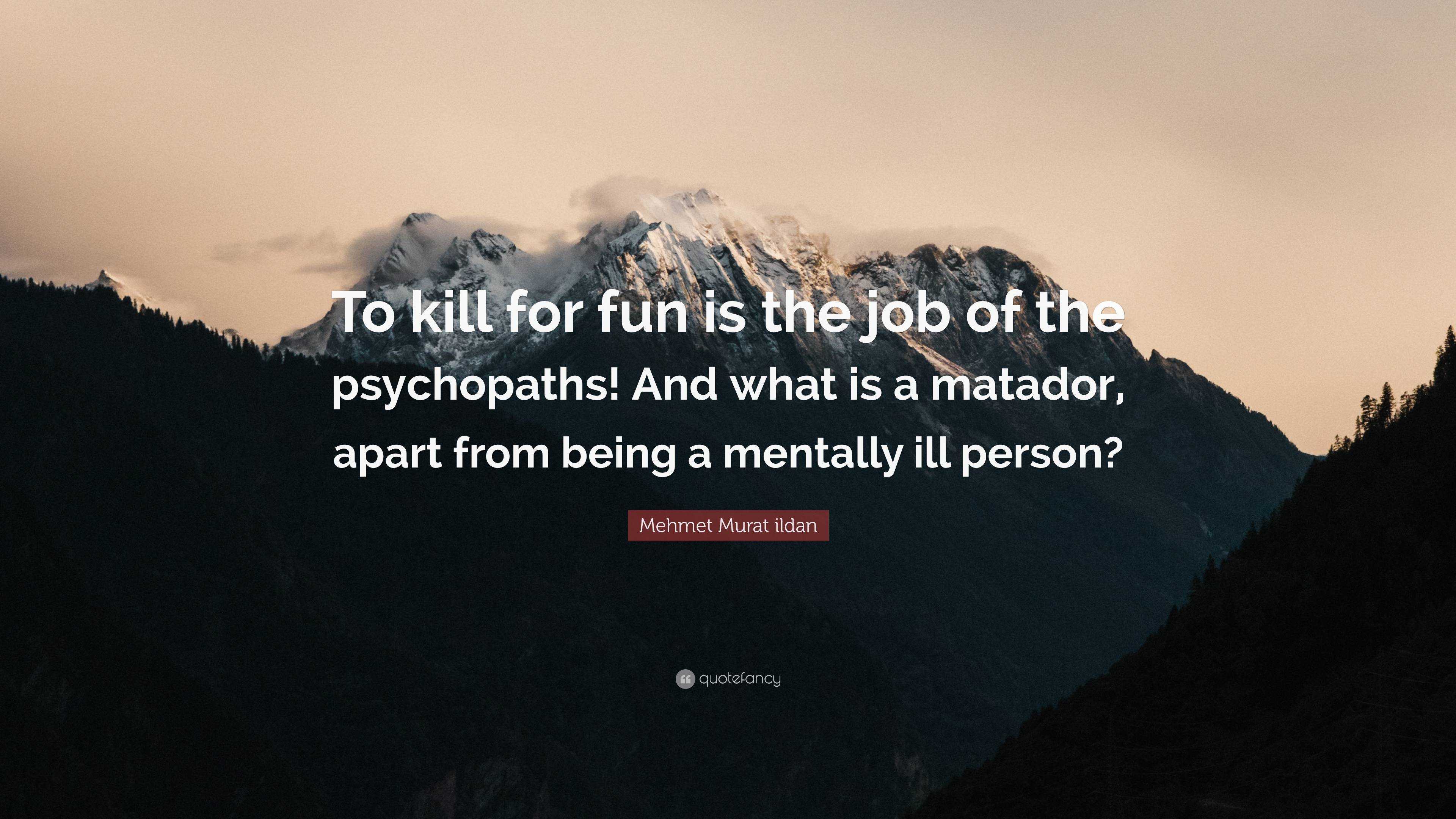 Mehmet Murat ildan Quote: “To kill for fun is the job of the ...