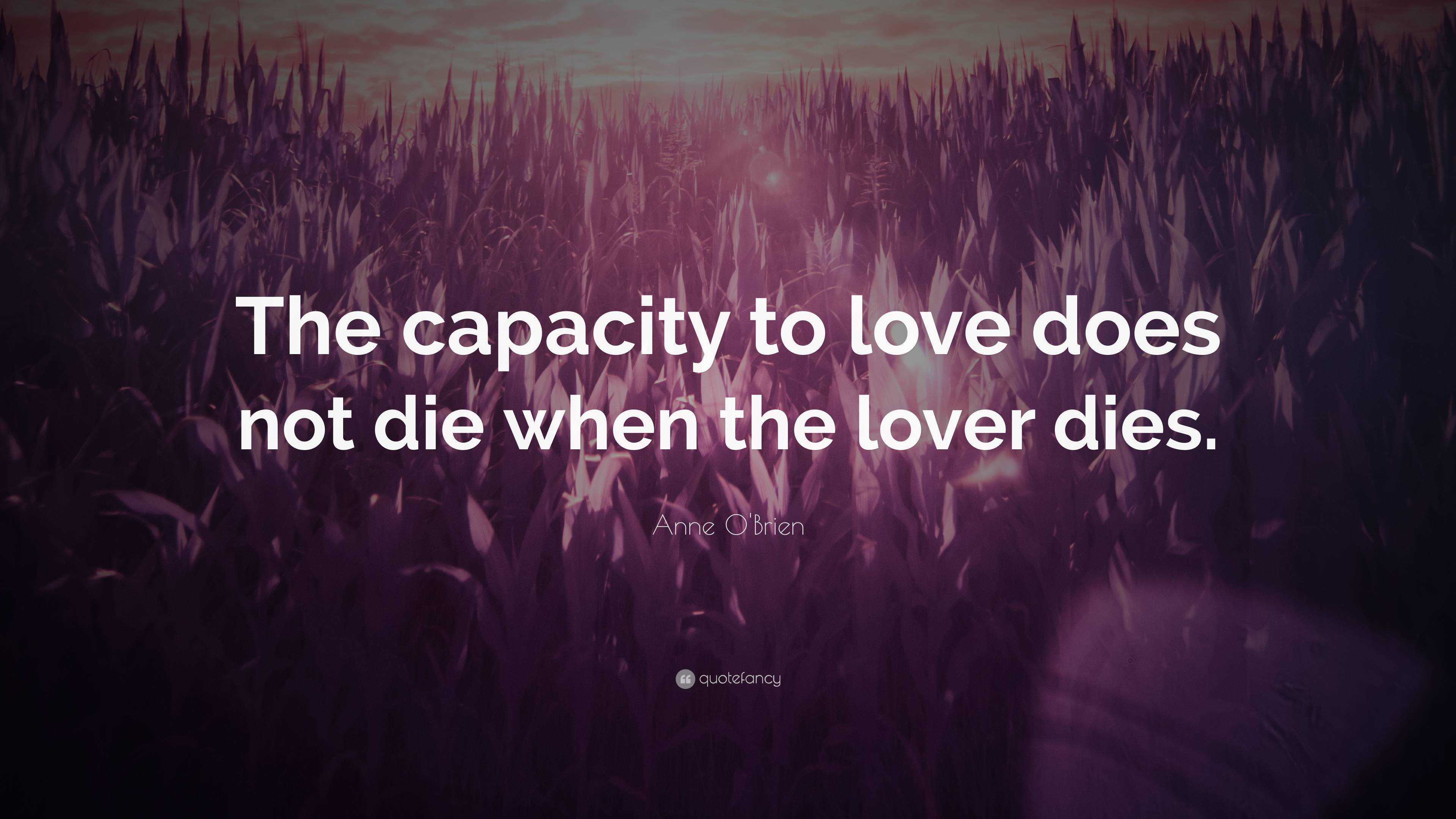Anne O'Brien Quote: “The capacity to love does not die when the lover ...