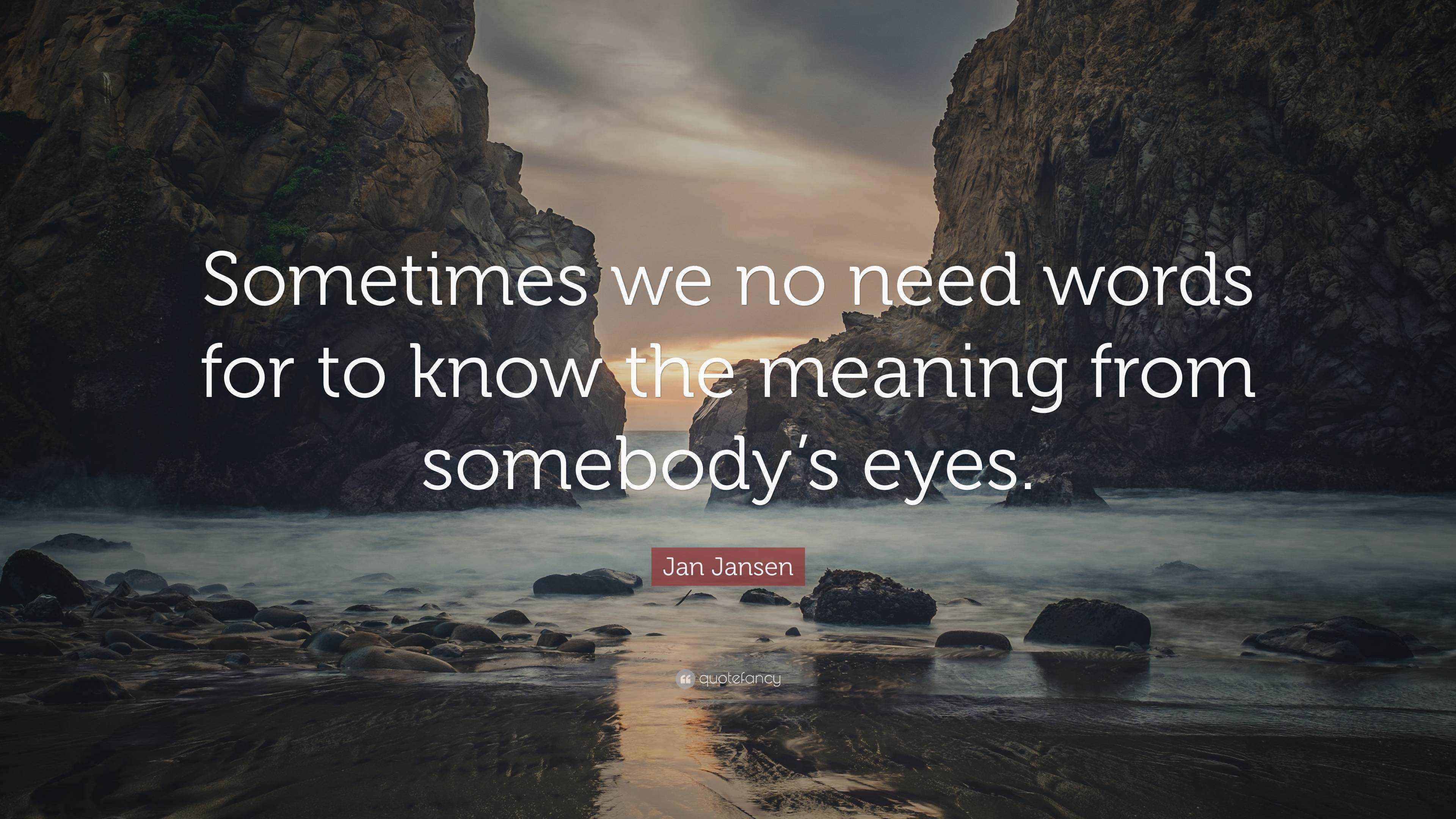 Jan Jansen Quote “Sometimes we no need words for to know the meaning