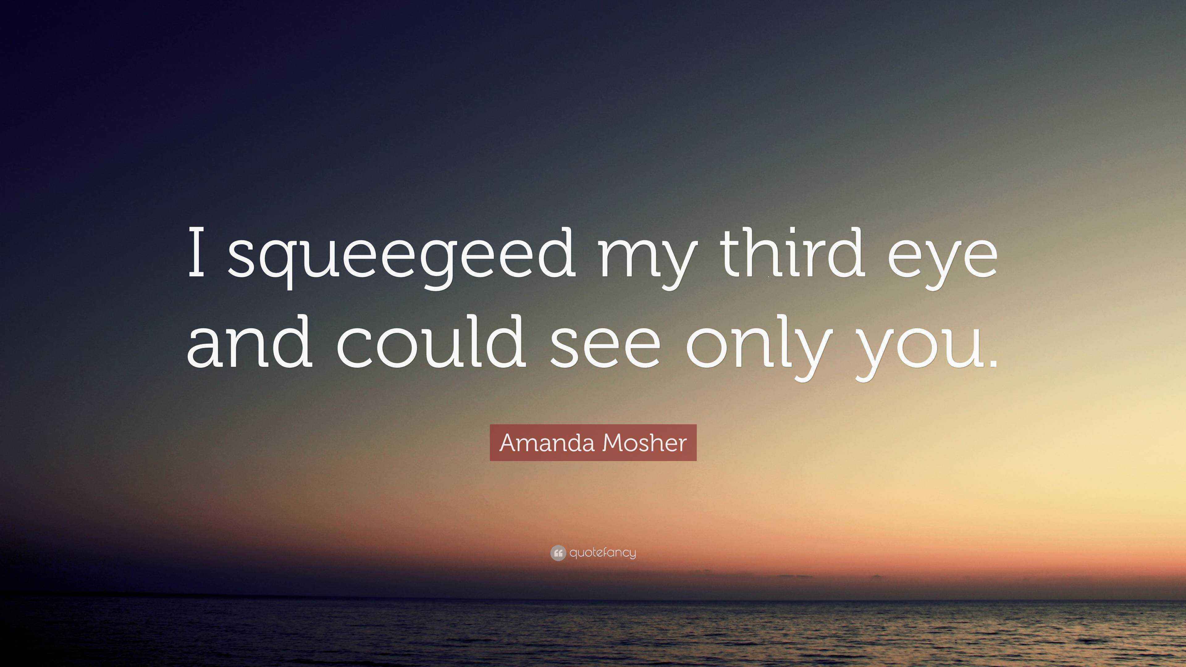 Amanda Mosher Quote “I squeegeed my third eye and could see only you.”