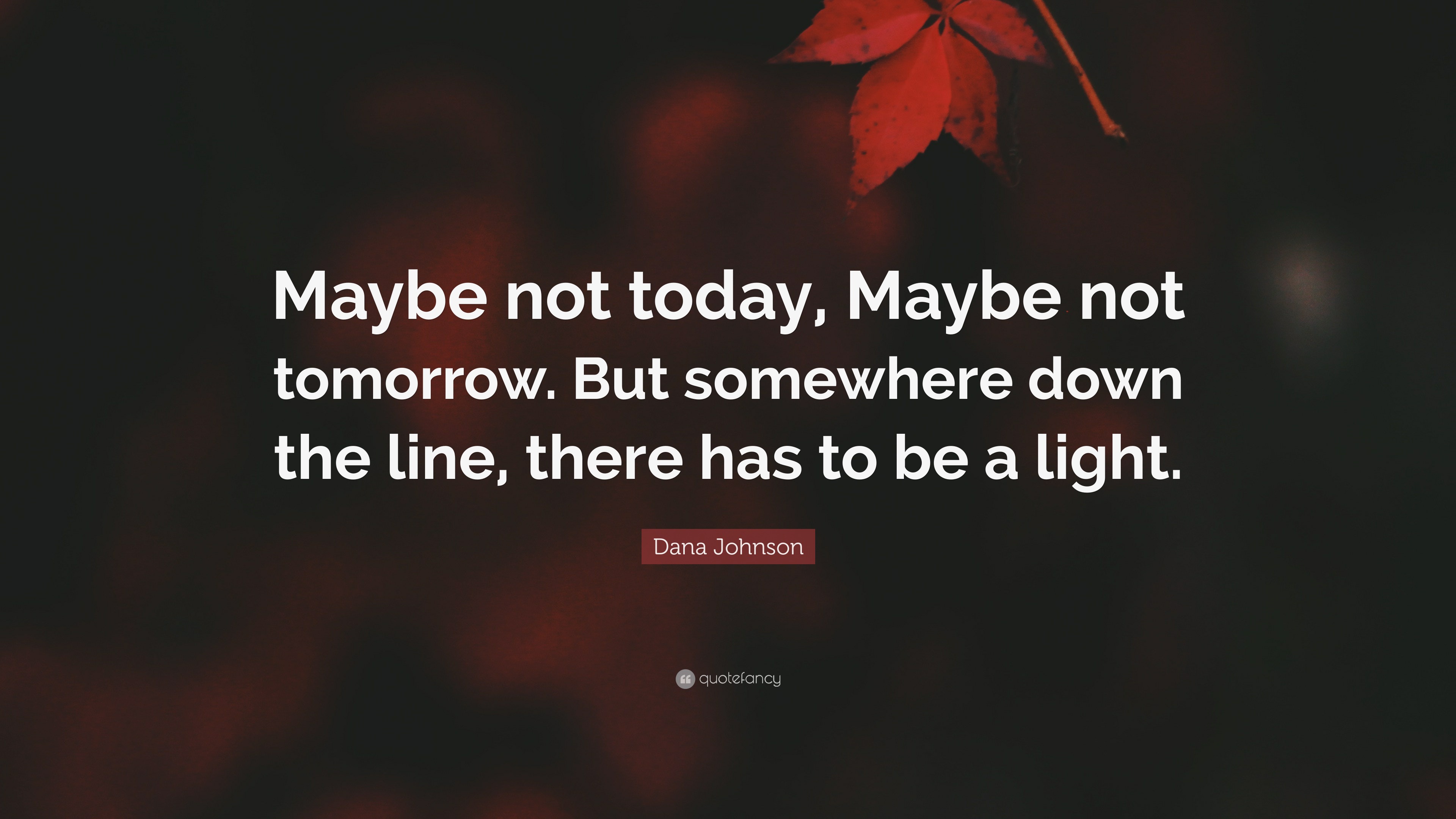 Maybe Not Today Maybe Not Tomorrow Dana Johnson Quote: “Maybe Not Today, Maybe Not Tomorrow. But Somewhere  Down The Line, There Has