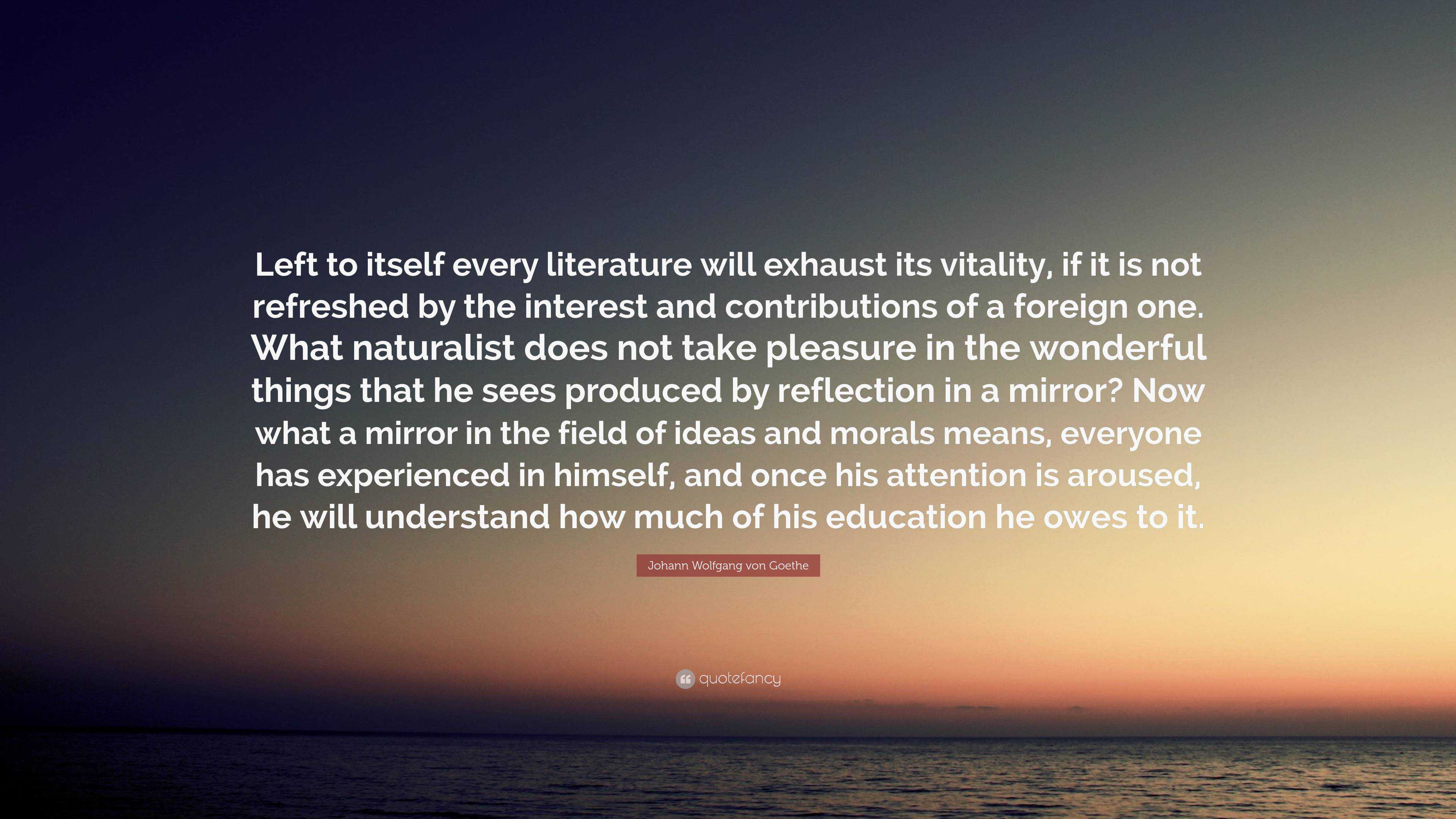 Johann Wolfgang von Goethe Quote: “Left to itself every literature will ...