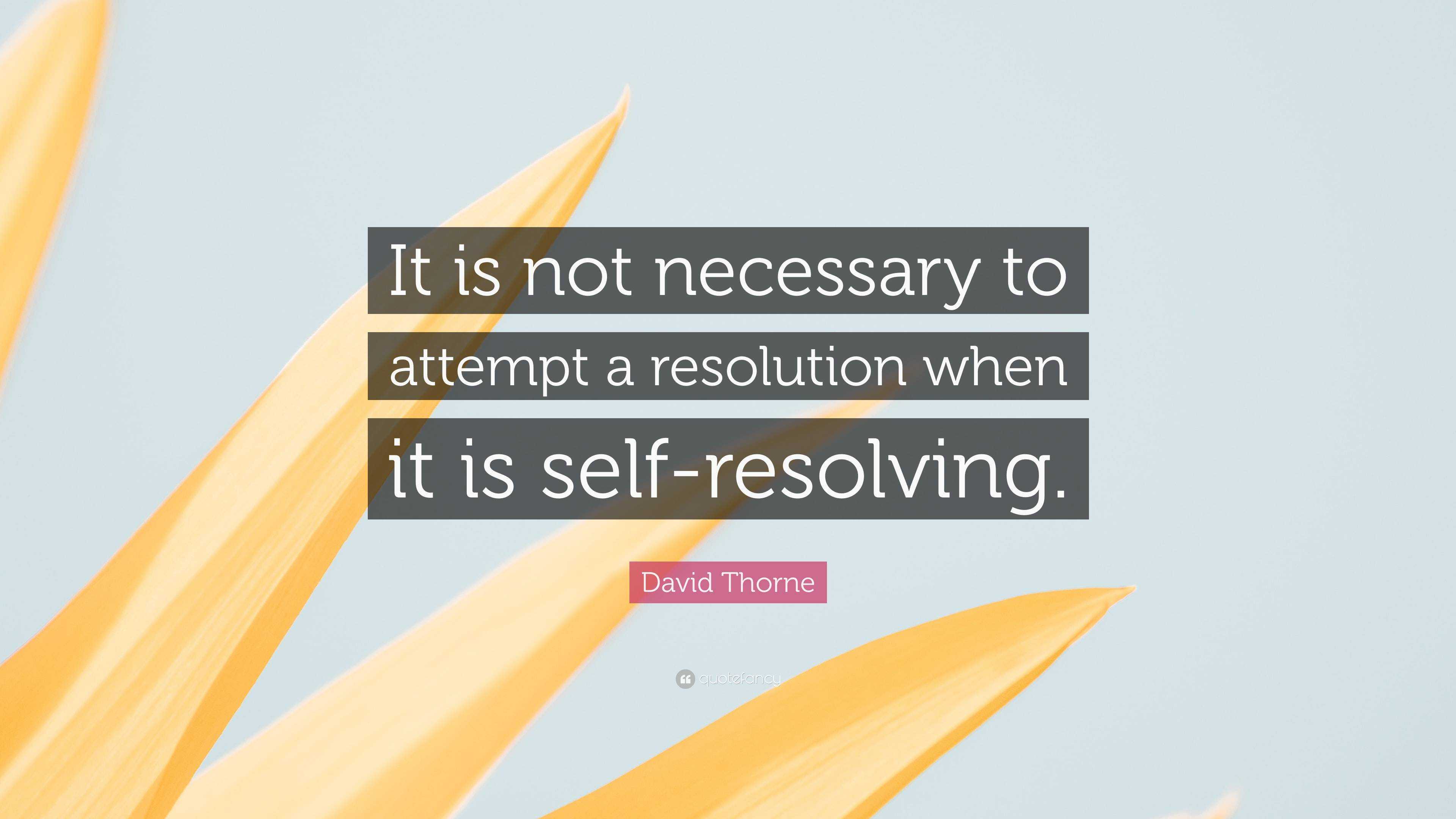 David Thorne Quote: “It is not necessary to attempt a resolution when ...