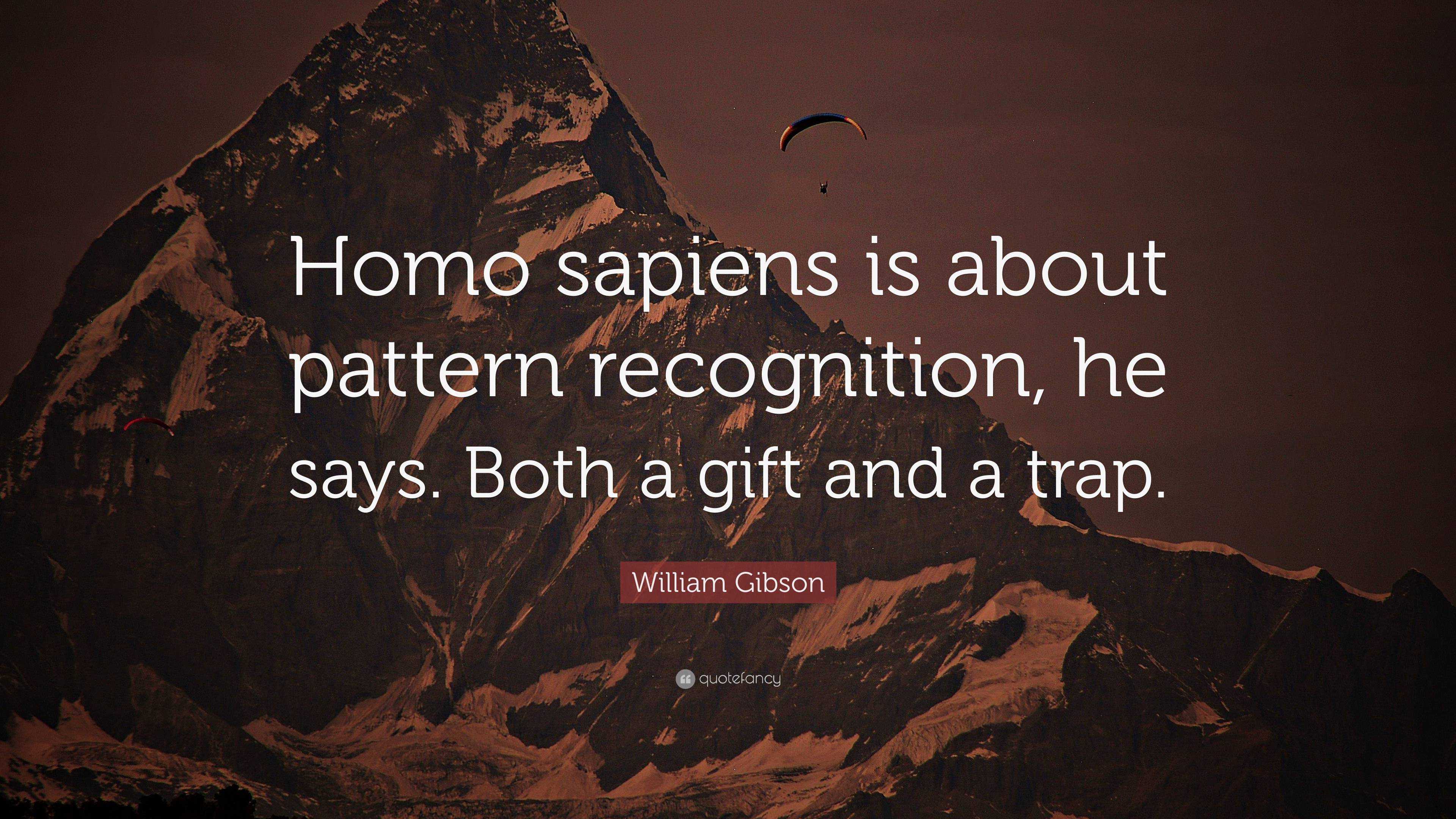 William Gibson Quote “Homo sapiens is about pattern recognition, he