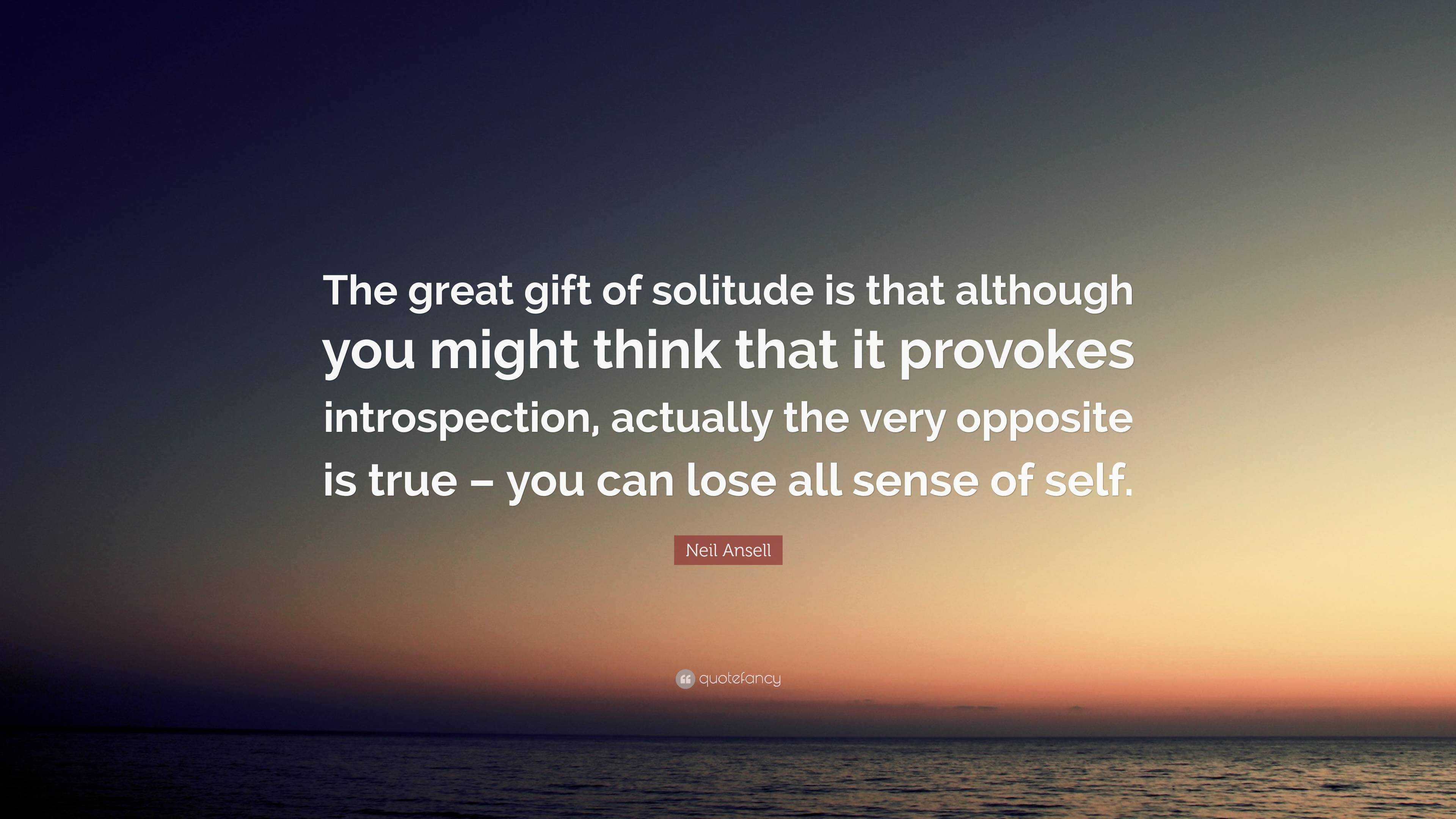 Neil Ansell Quote: “The great gift of solitude is that although you ...