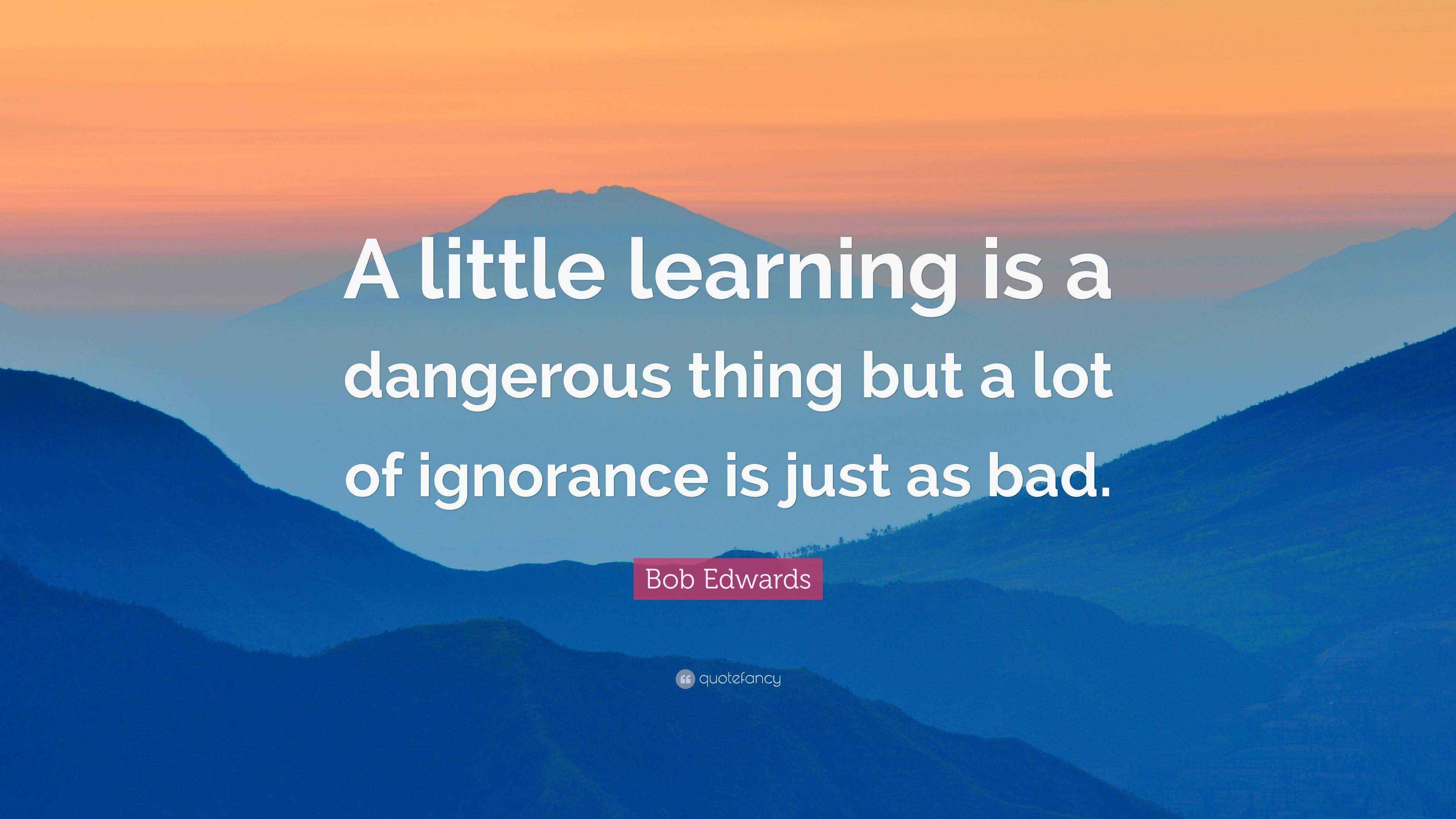 Bob Edwards Quote: “A little learning is a dangerous thing but a lot of ...