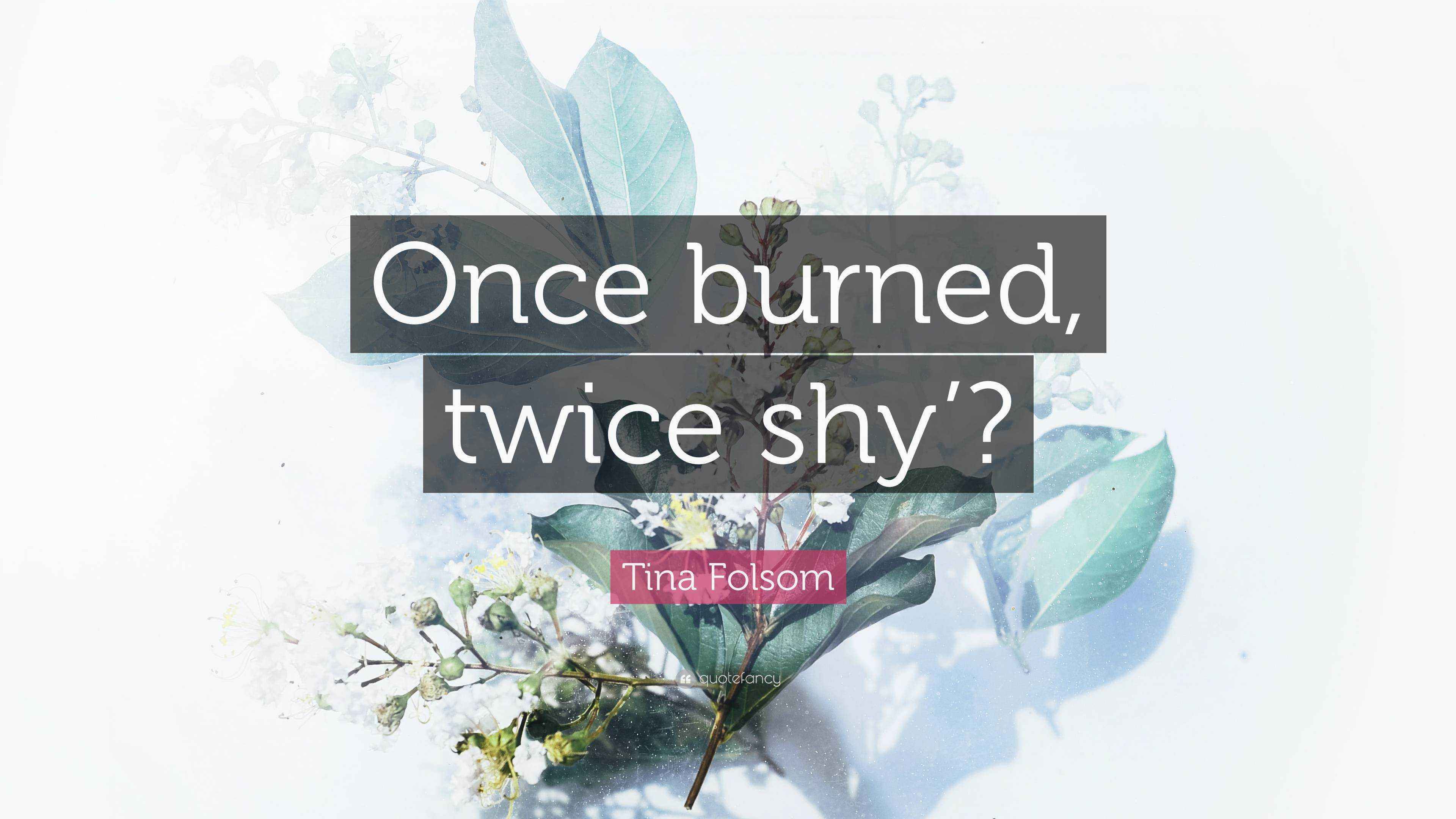 Tina Folsom Quote: “Once burned, twice shy’?”