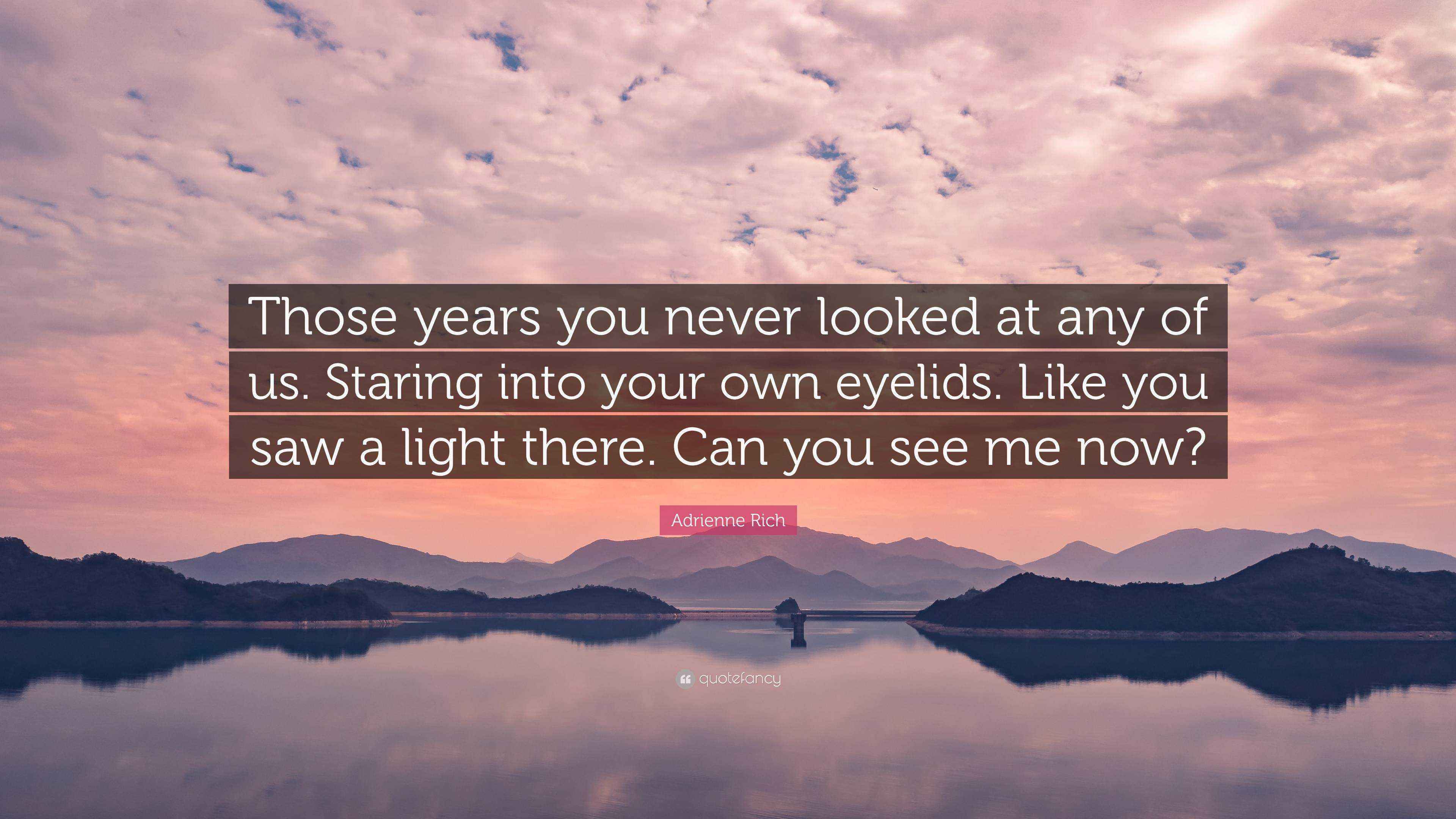 Adrienne Rich Quote “Those years you never looked at any