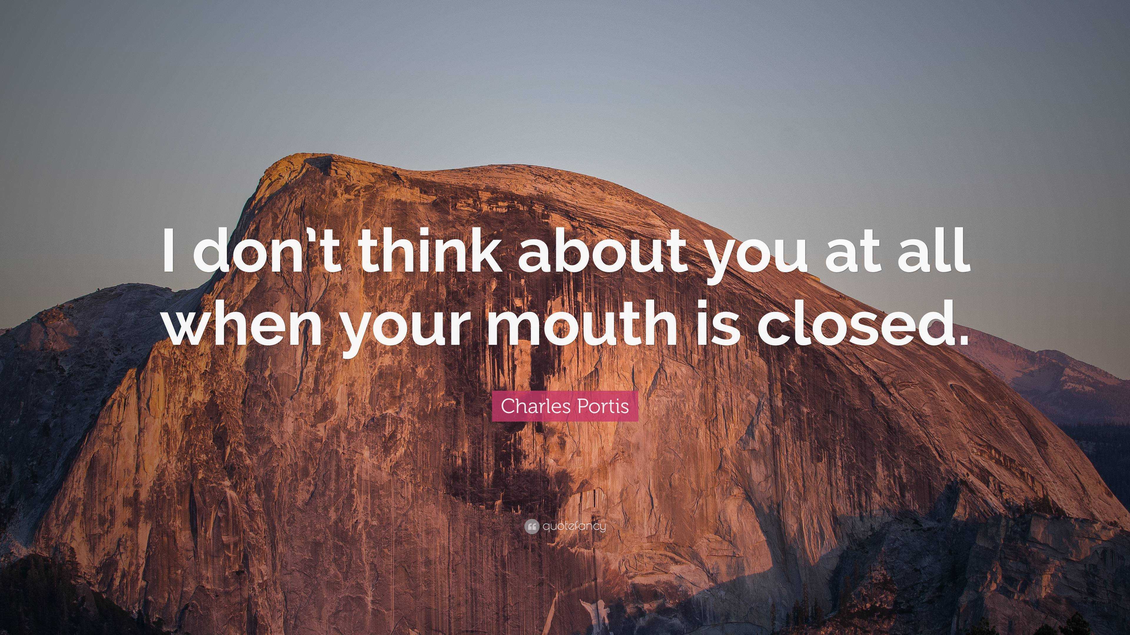 Charles Portis Quote: “I don’t think about you at all when your mouth ...