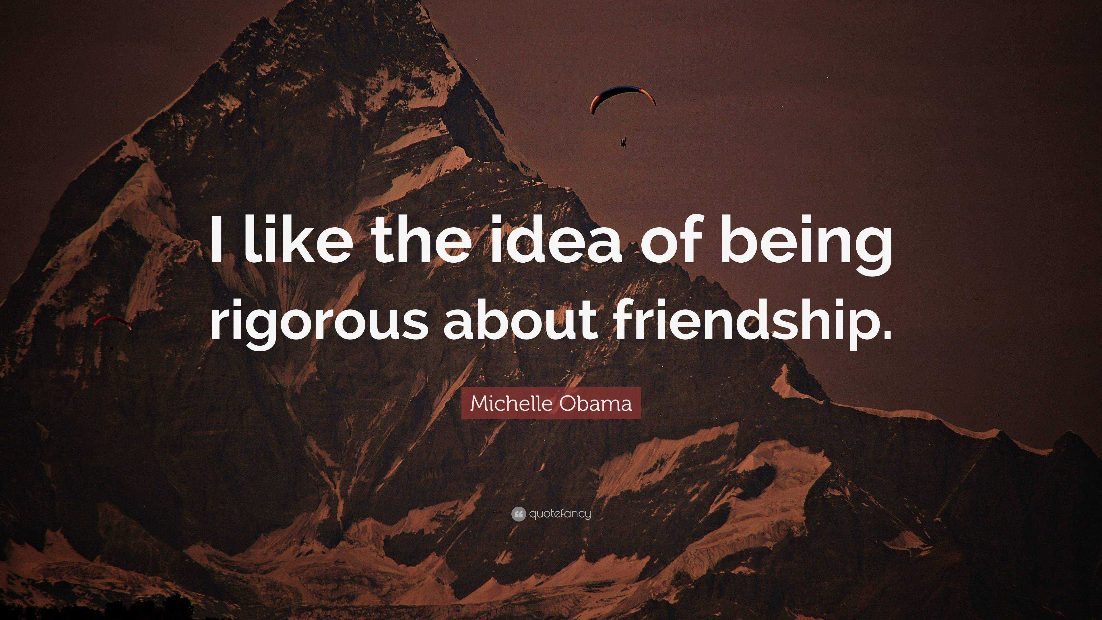 Michelle Obama Quote: “I like the idea of being rigorous about friendship.”