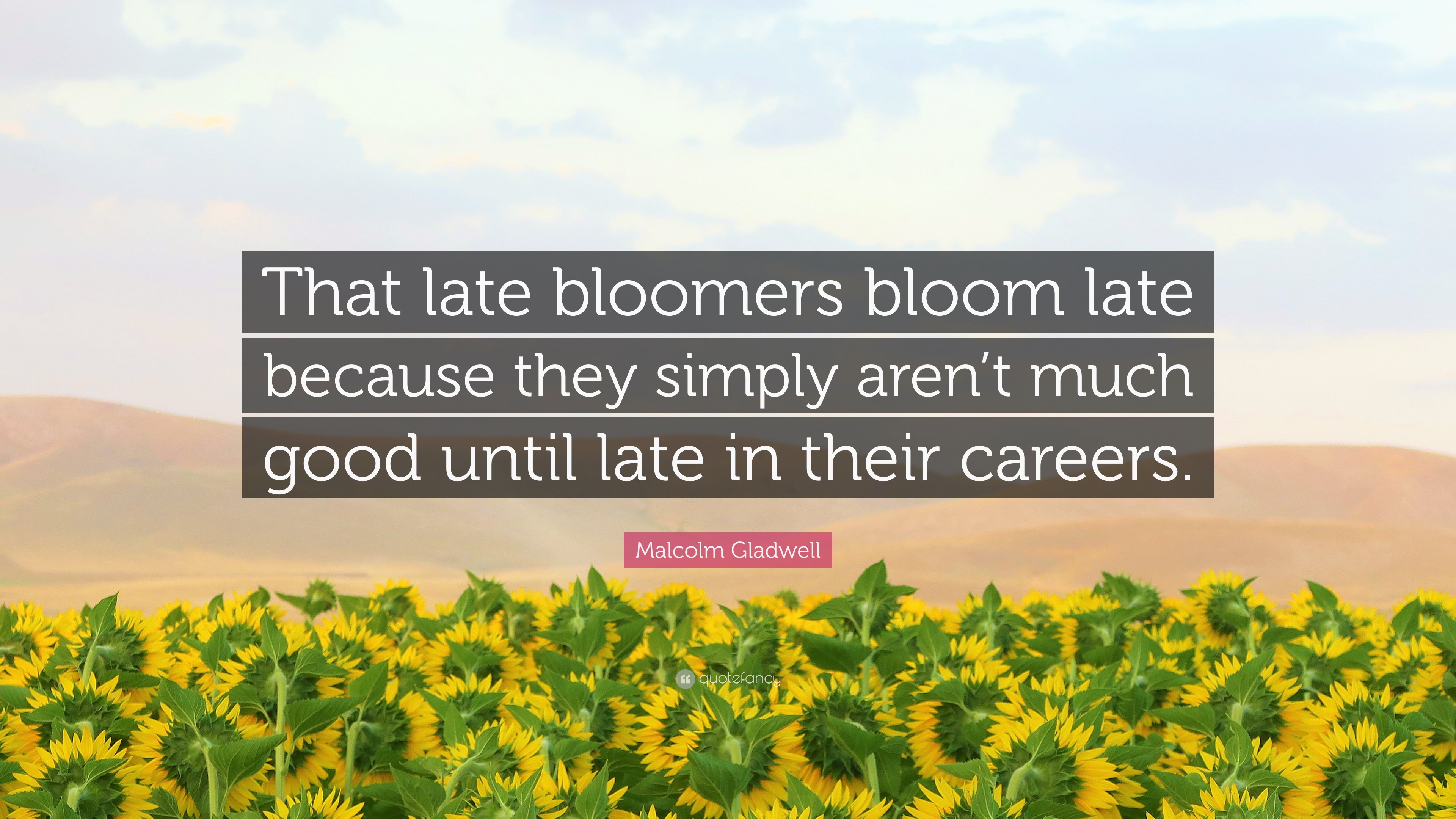 Malcolm Gladwell Quote “That late bloomers bloom late because they