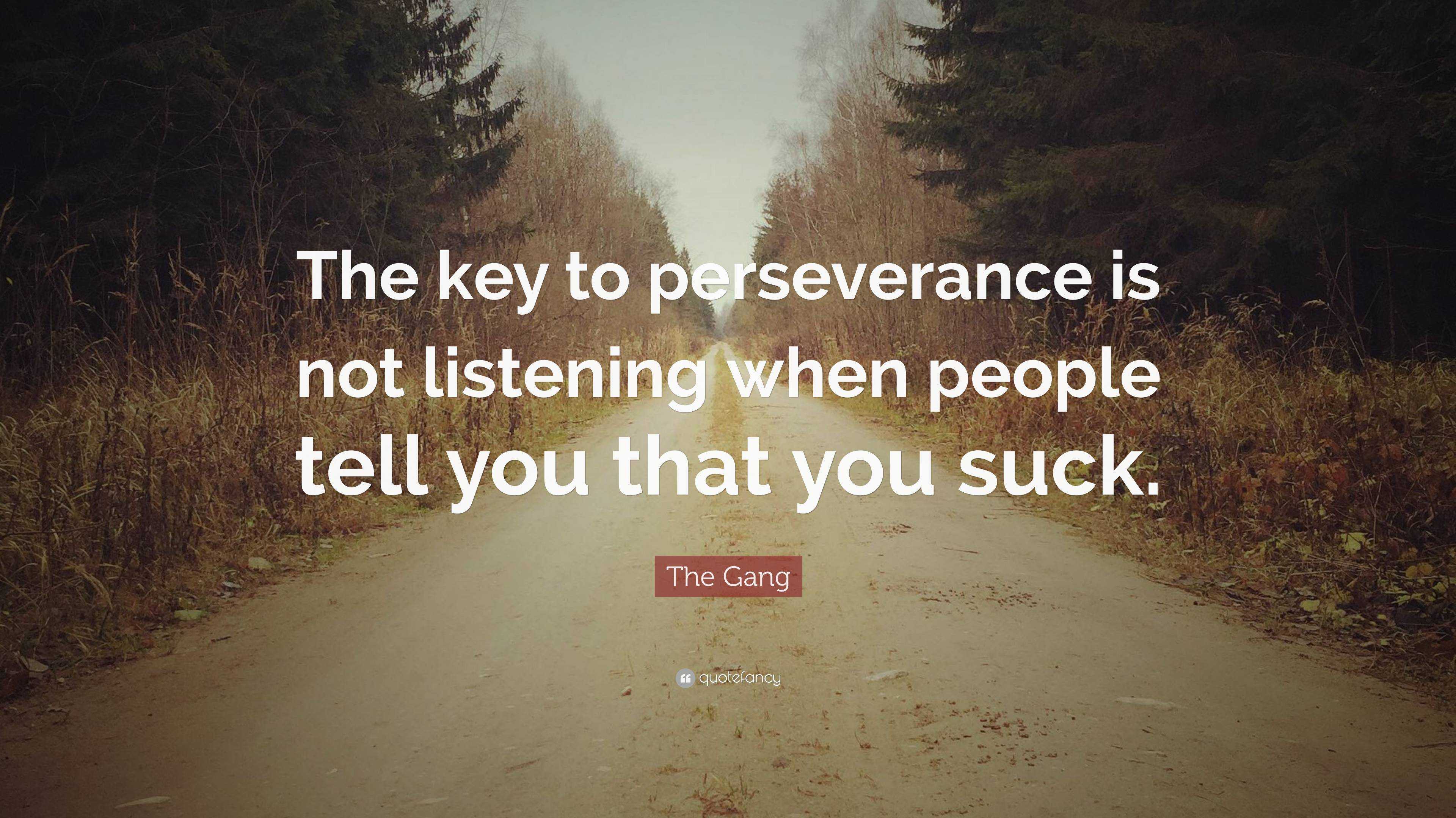 The Gang Quote: “The key to perseverance is not listening when people ...