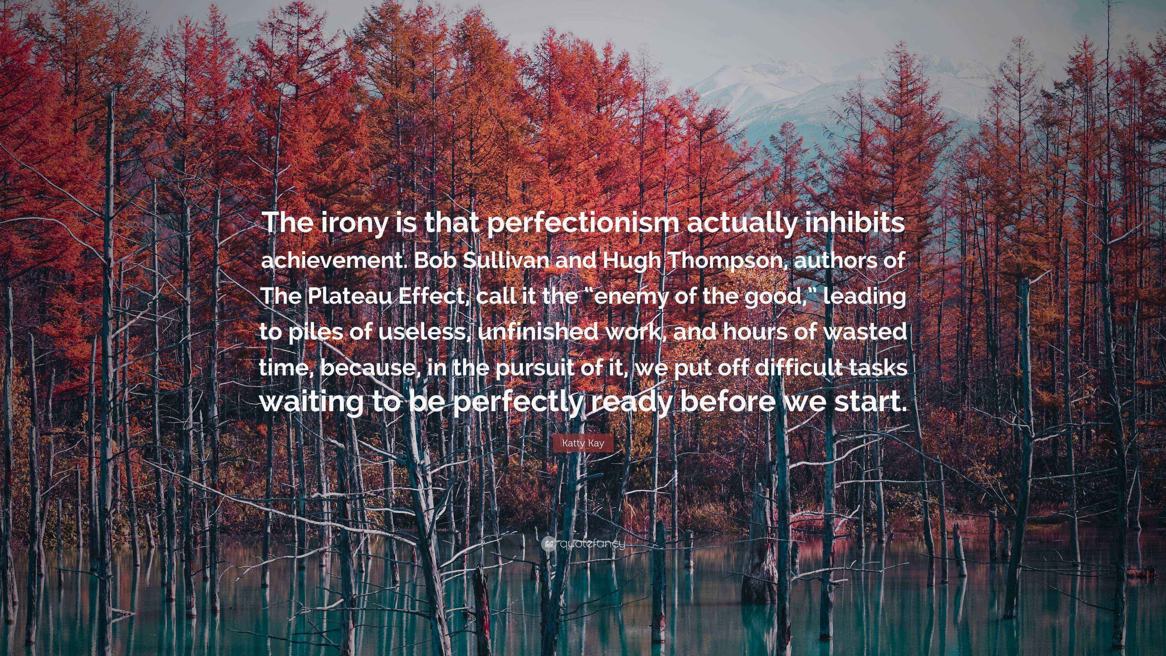 Katty Kay Quote “The irony is that perfectionism actually inhibits