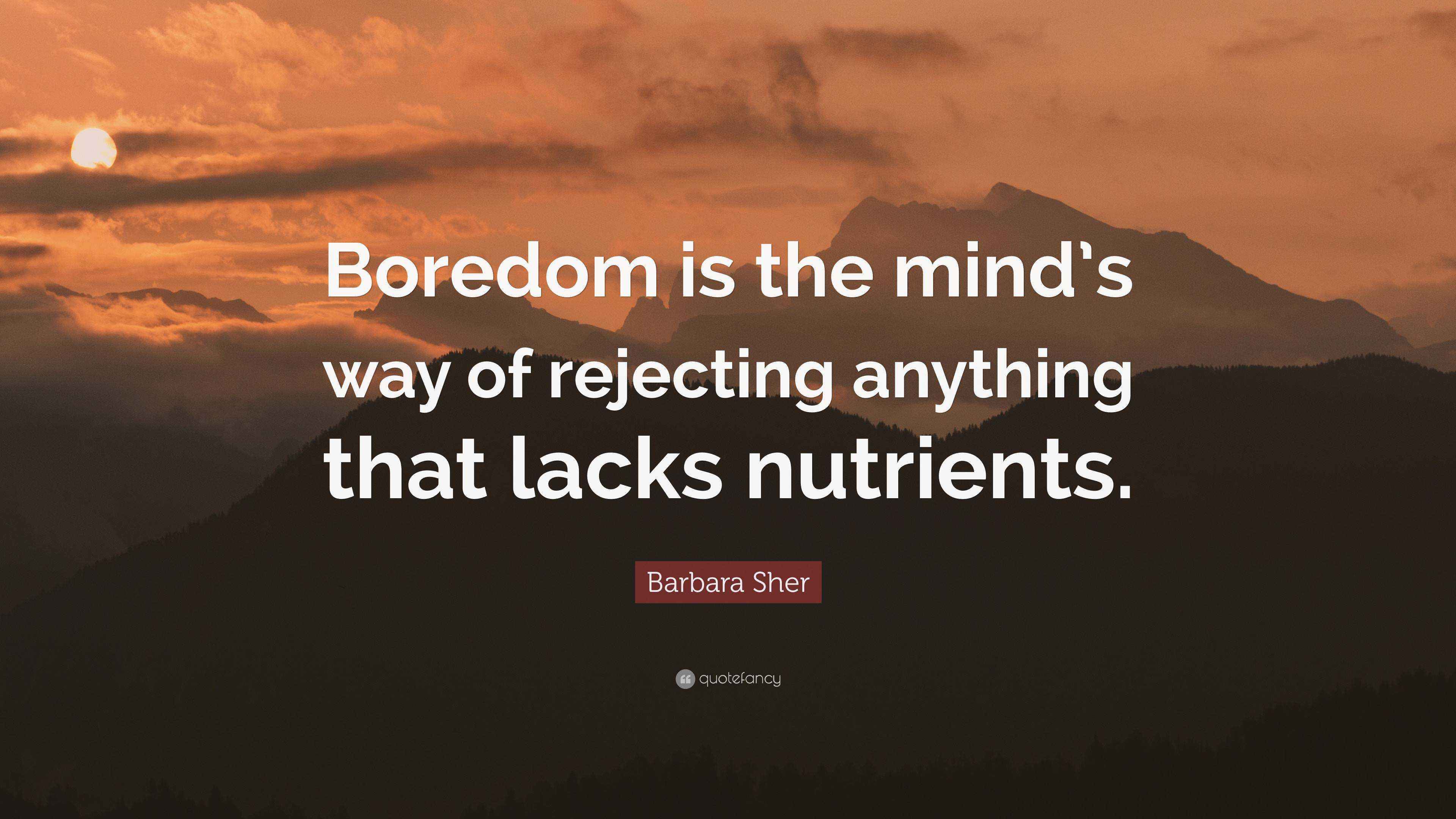 Barbara Sher Quote “Boredom is the mind’s way of rejecting anything