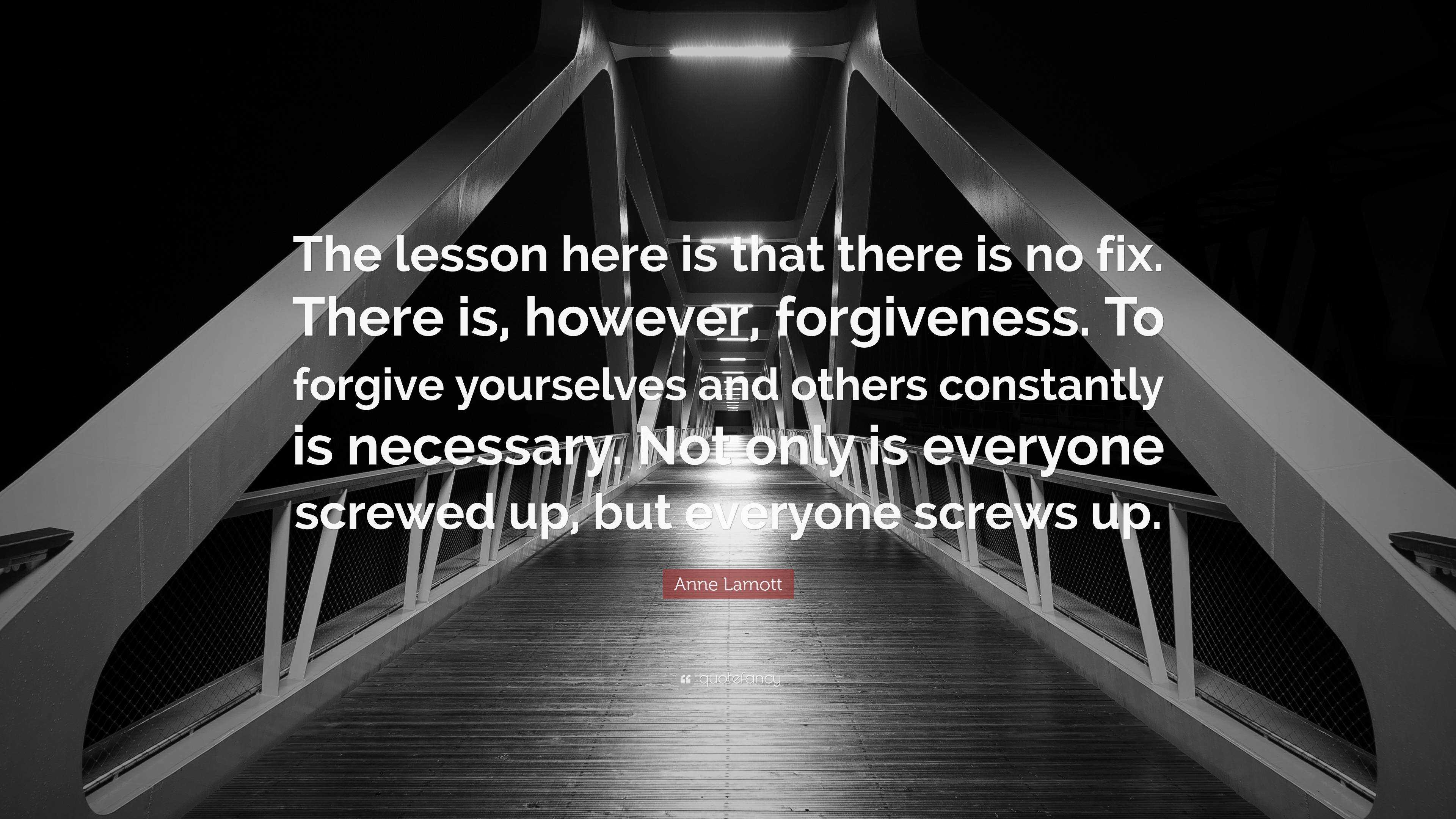 Anne Lamott Quote: “The lesson here is that there is no fix. There is ...