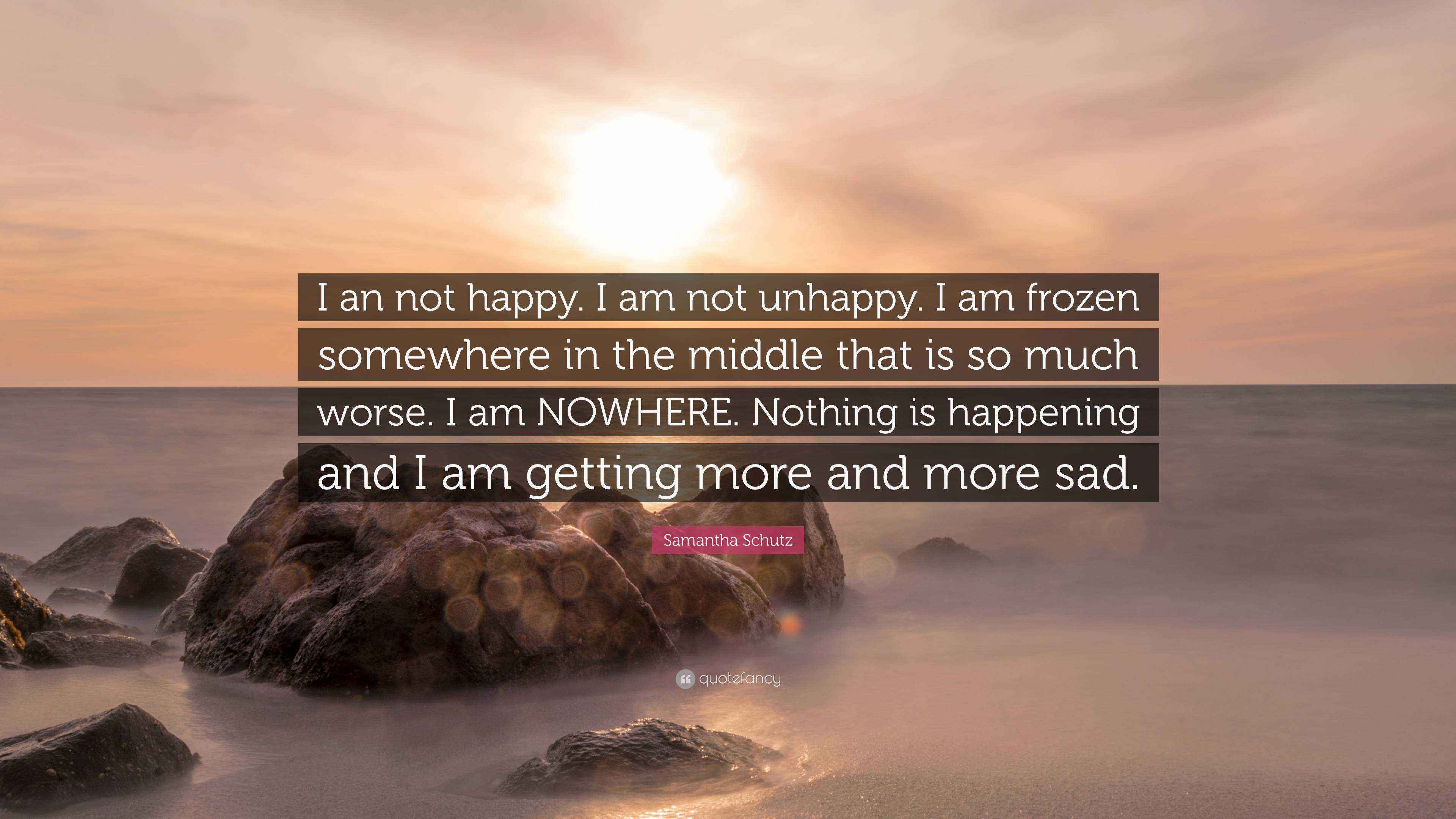 Samantha Schutz Quote “I an not happy. I am not unhappy. I am frozen