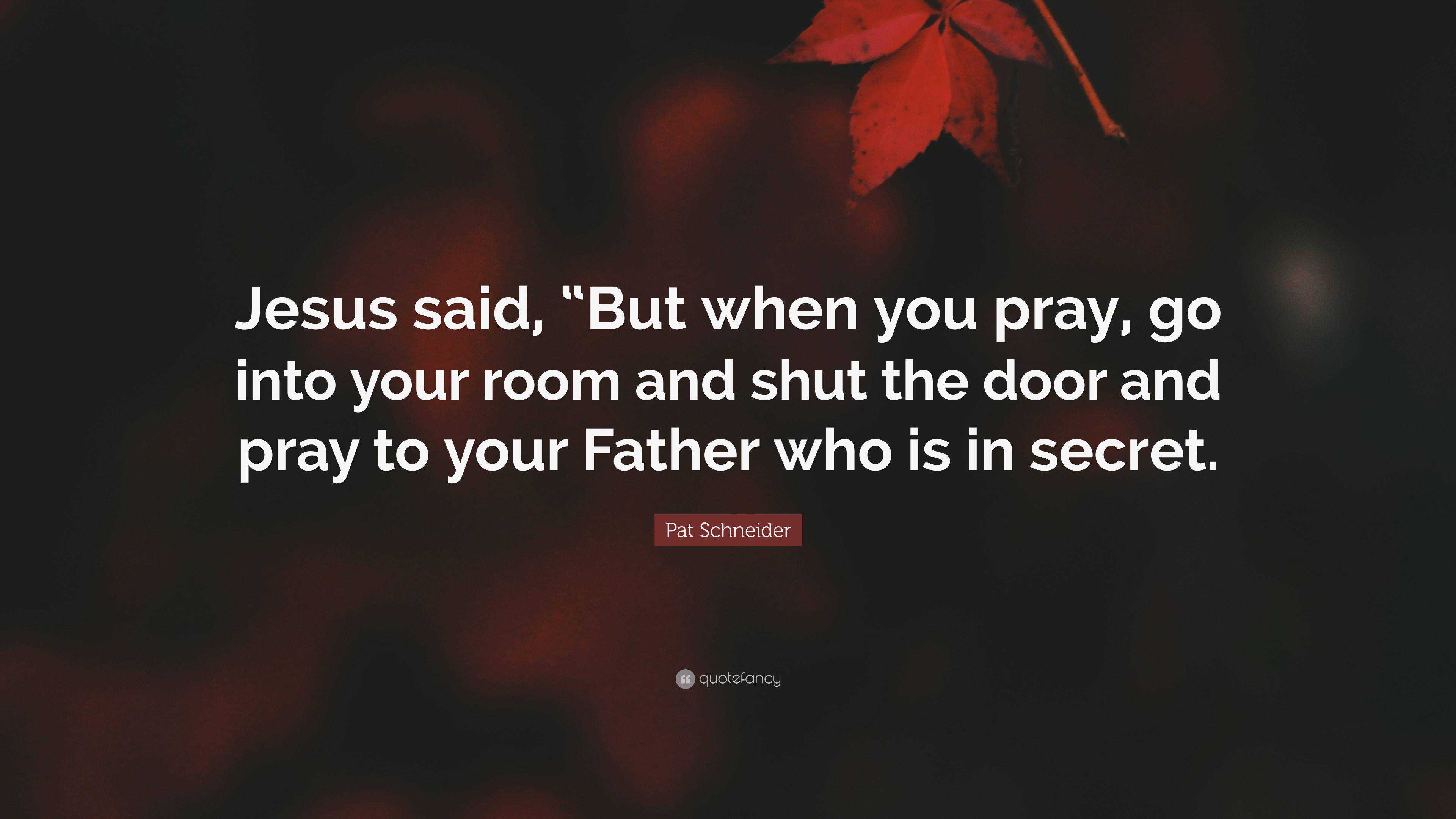 Pat Schneider Quote “jesus Said “but When You Pray Go Into Your Room