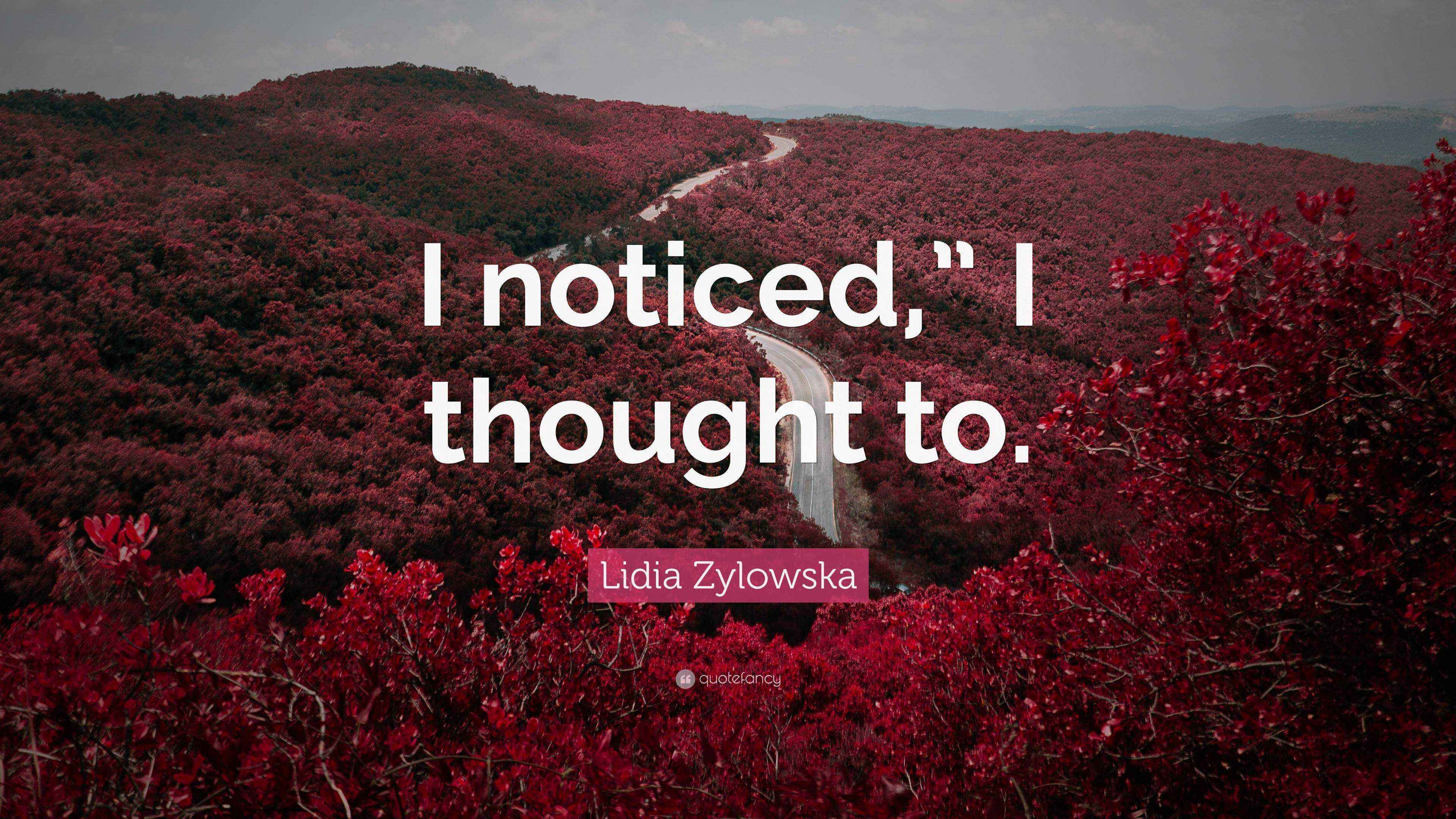Lidia Zylowska Quote “I noticed,” I thought to.”