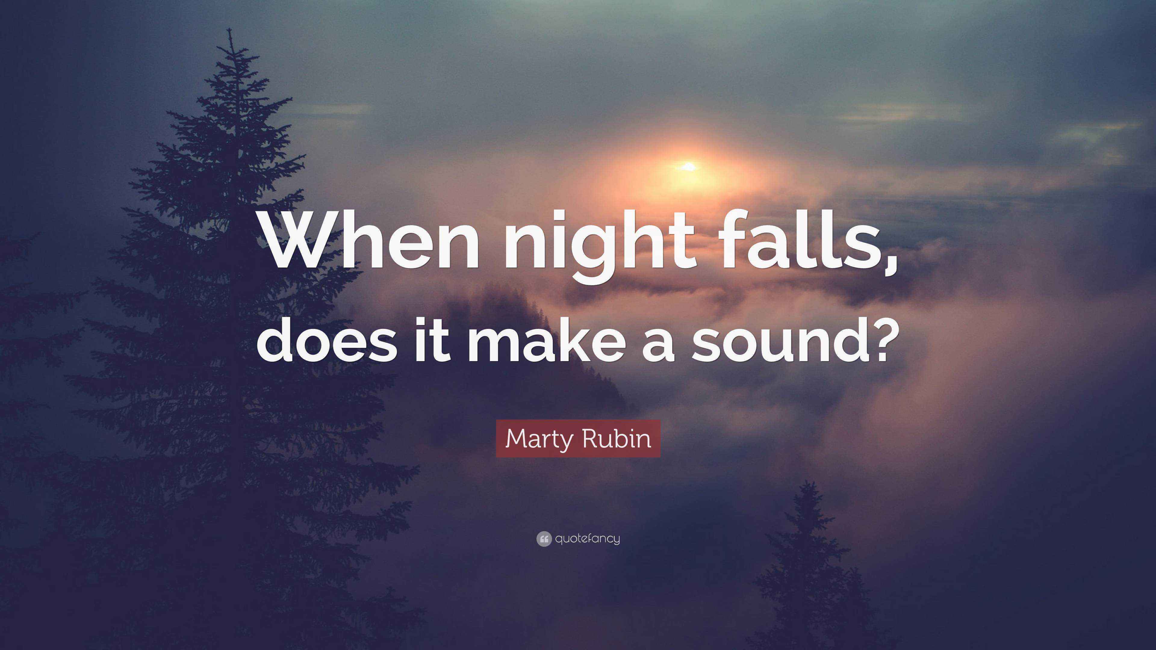 Marty Rubin Quote “When night falls, does it make a sound?”