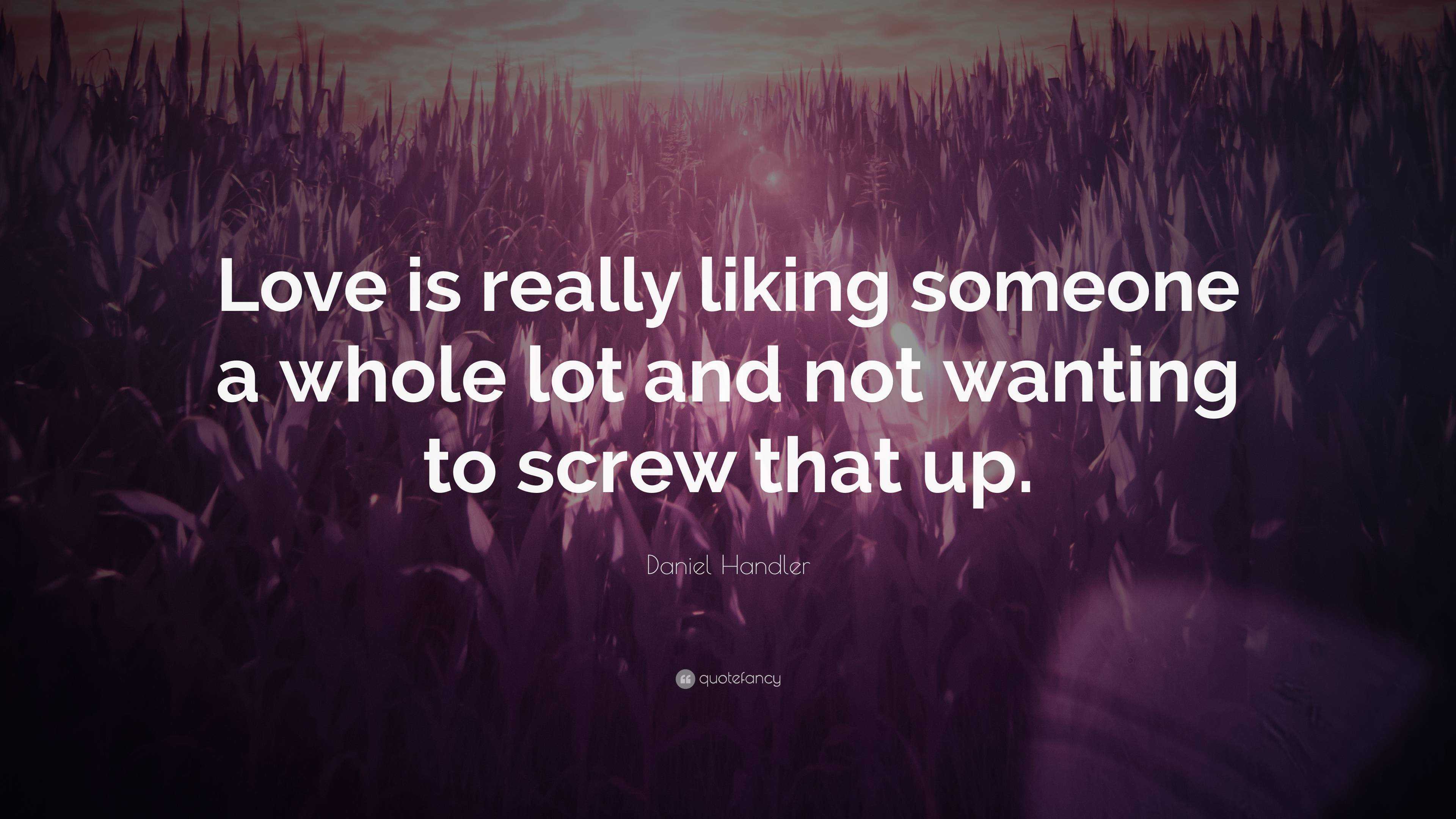 Daniel Handler Quote: “Love is really liking someone a whole lot and ...