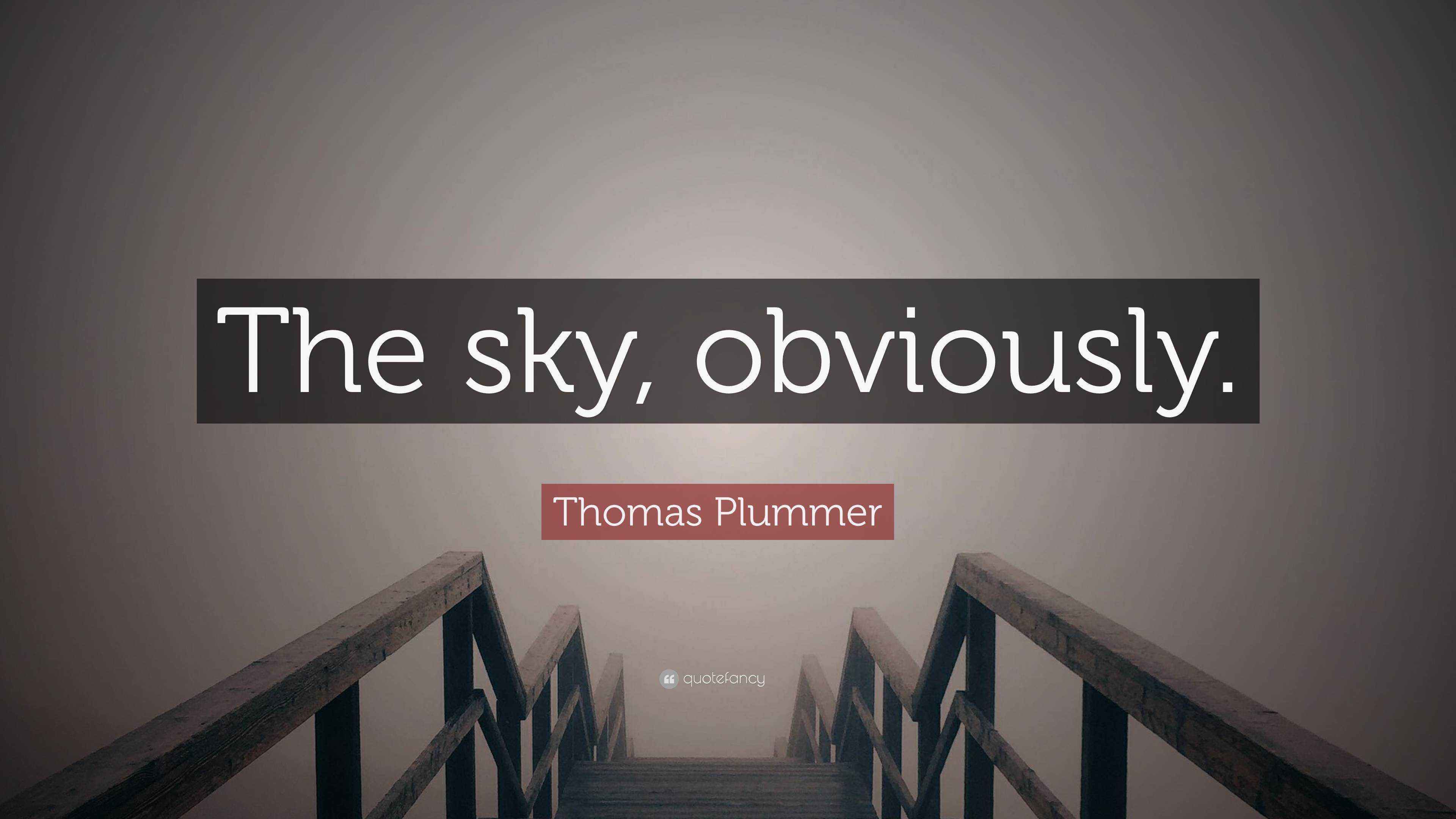 Thomas Plummer Thomas Plummer Quote: “The sky, obviously.”