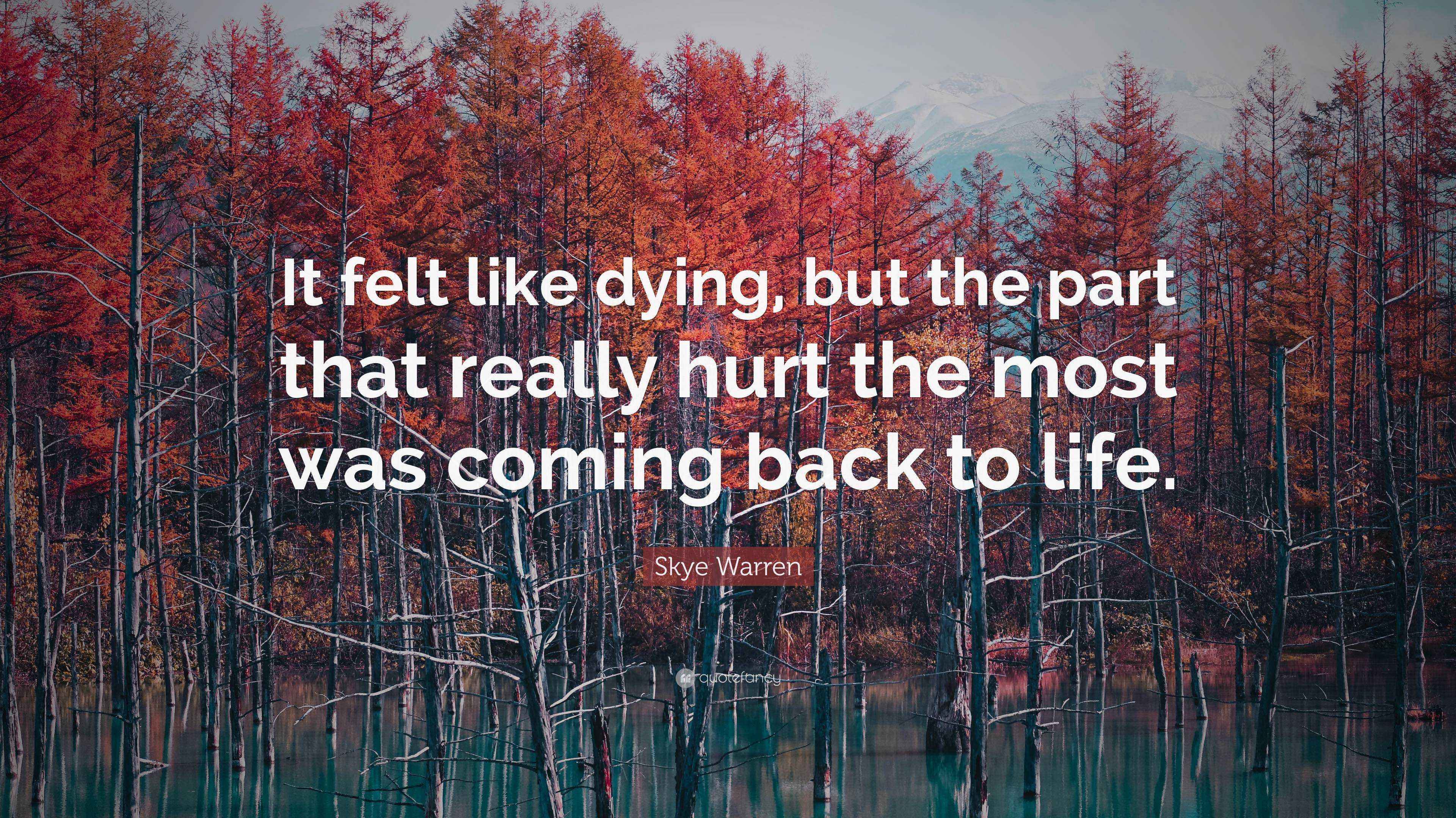 Skye Warren Quote “It felt like dying, but the part that really hurt the most was coming back