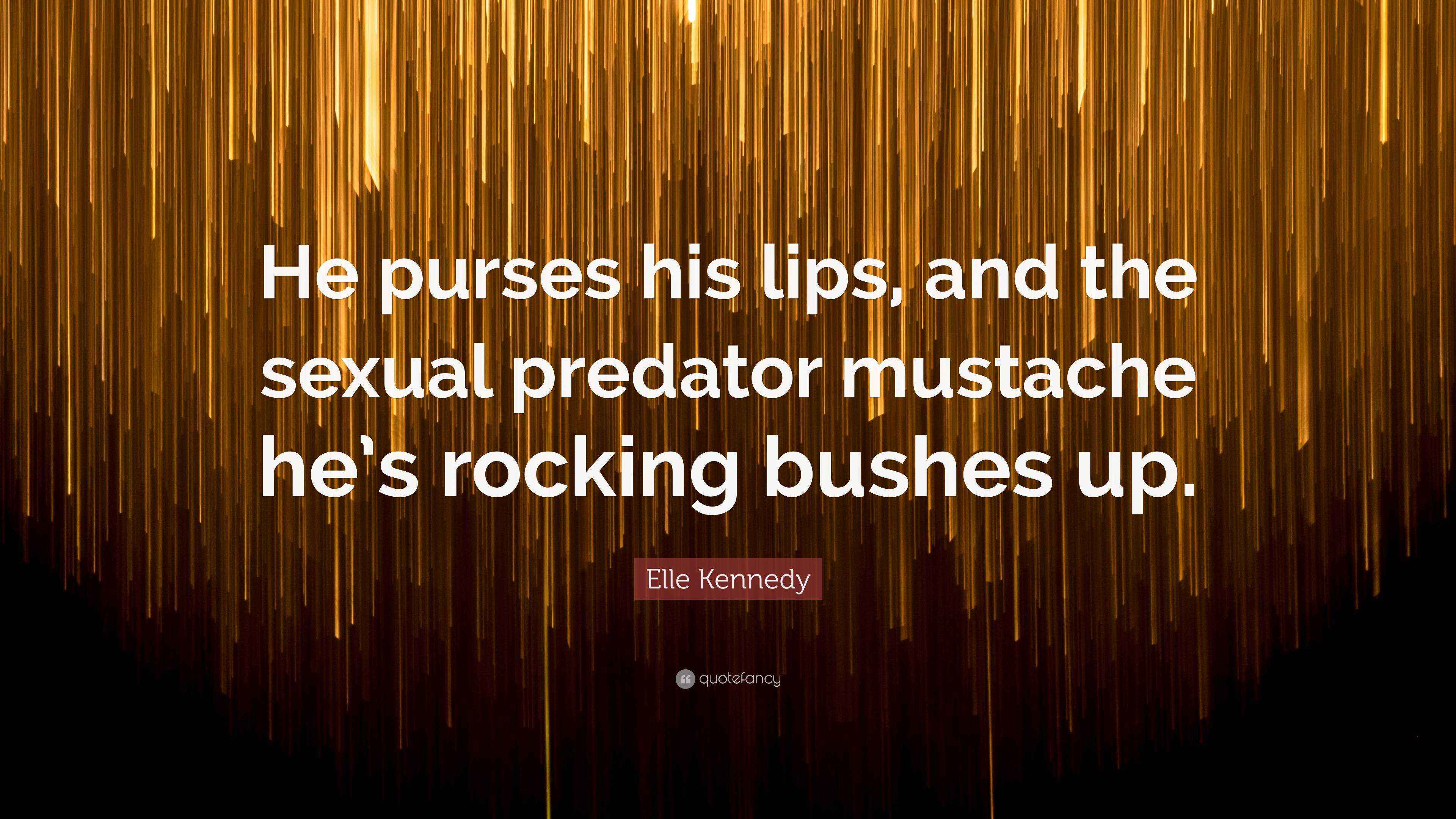 Elle Kennedy Quote “He purses his lips, and the sexual predator