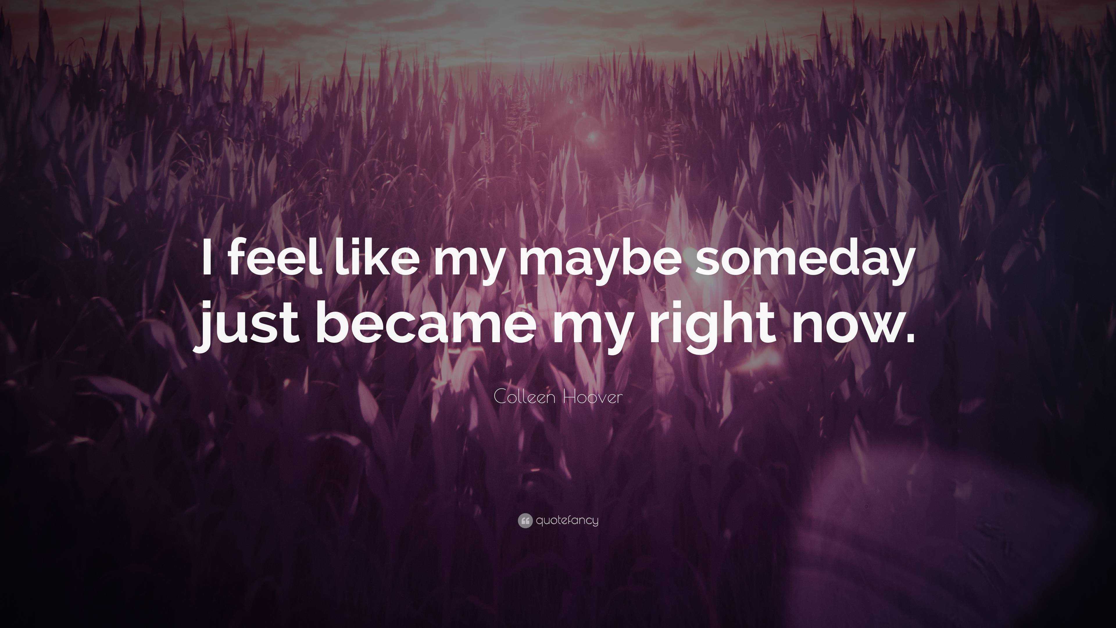 Colleen Hoover Quote “i Feel Like My Maybe Someday Just Became My Right Now”