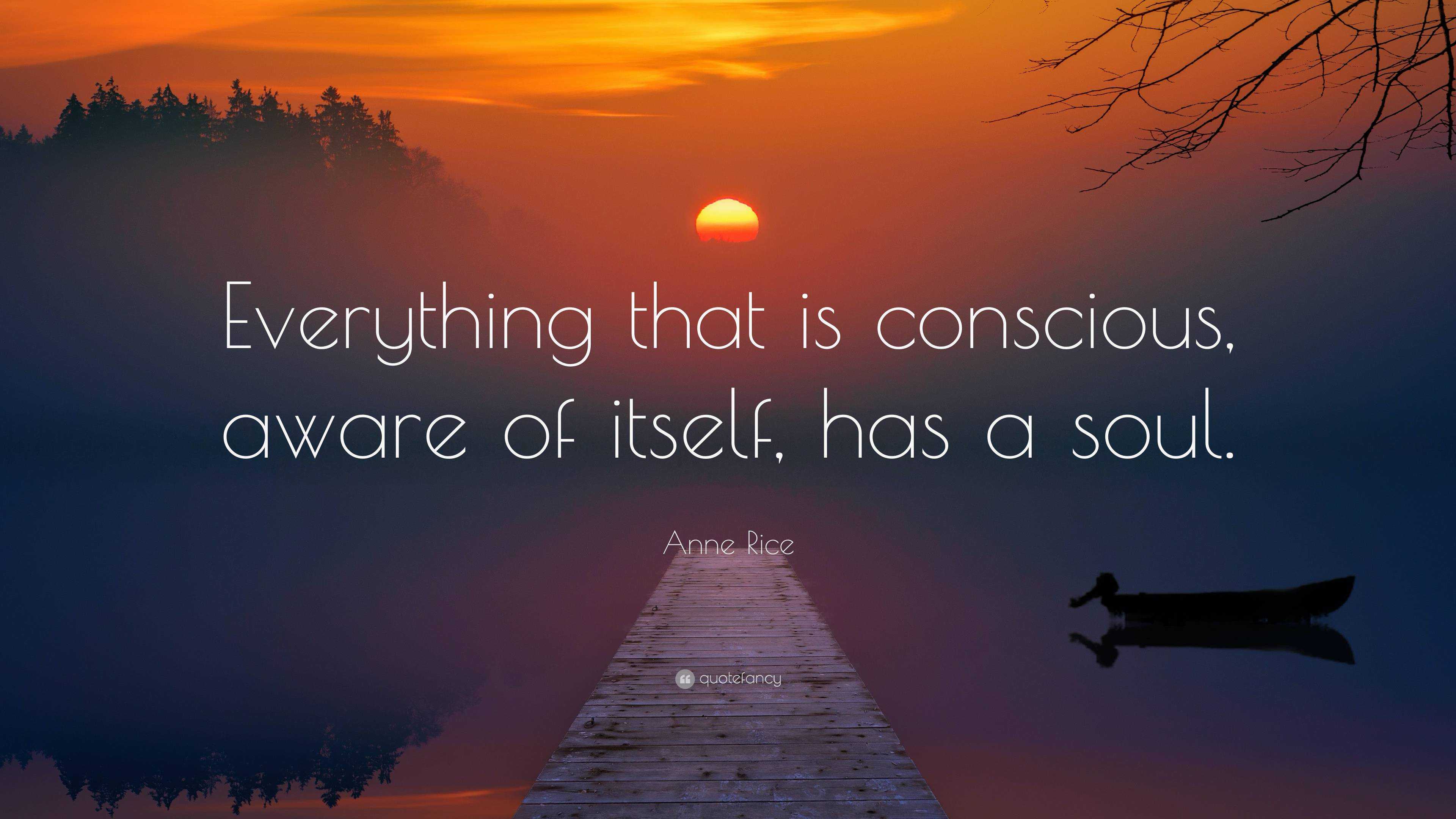 Anne Rice Quote: “Everything that is conscious, aware of itself, has a ...