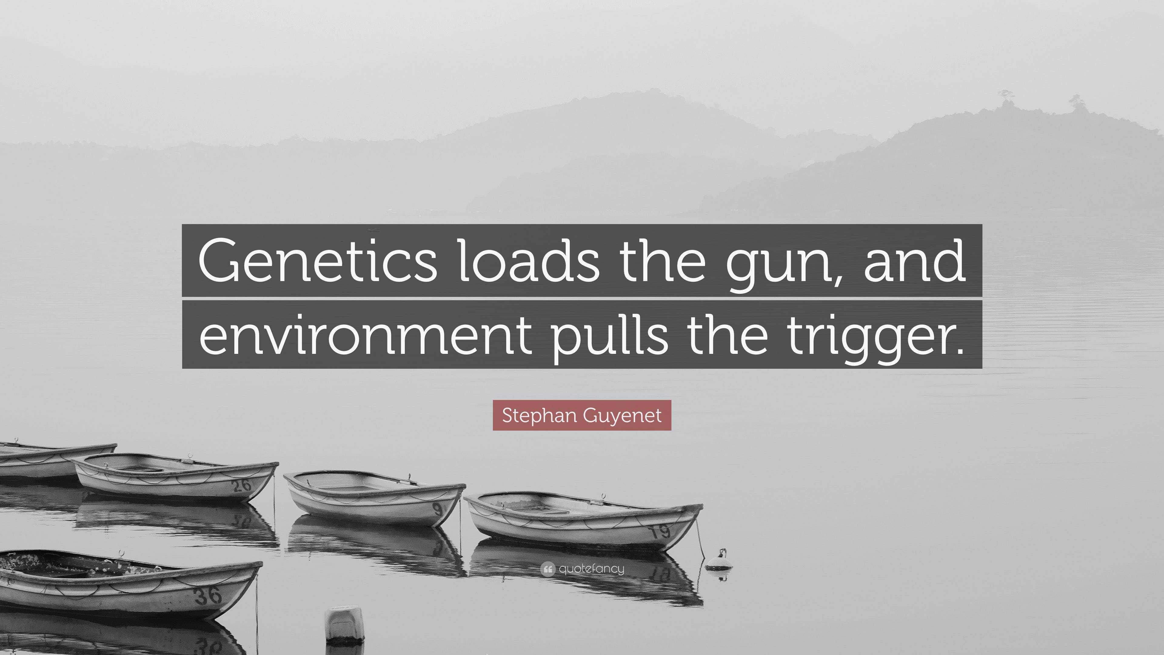 Stephan Guyenet Quote: “Genetics loads the gun, and environment pulls