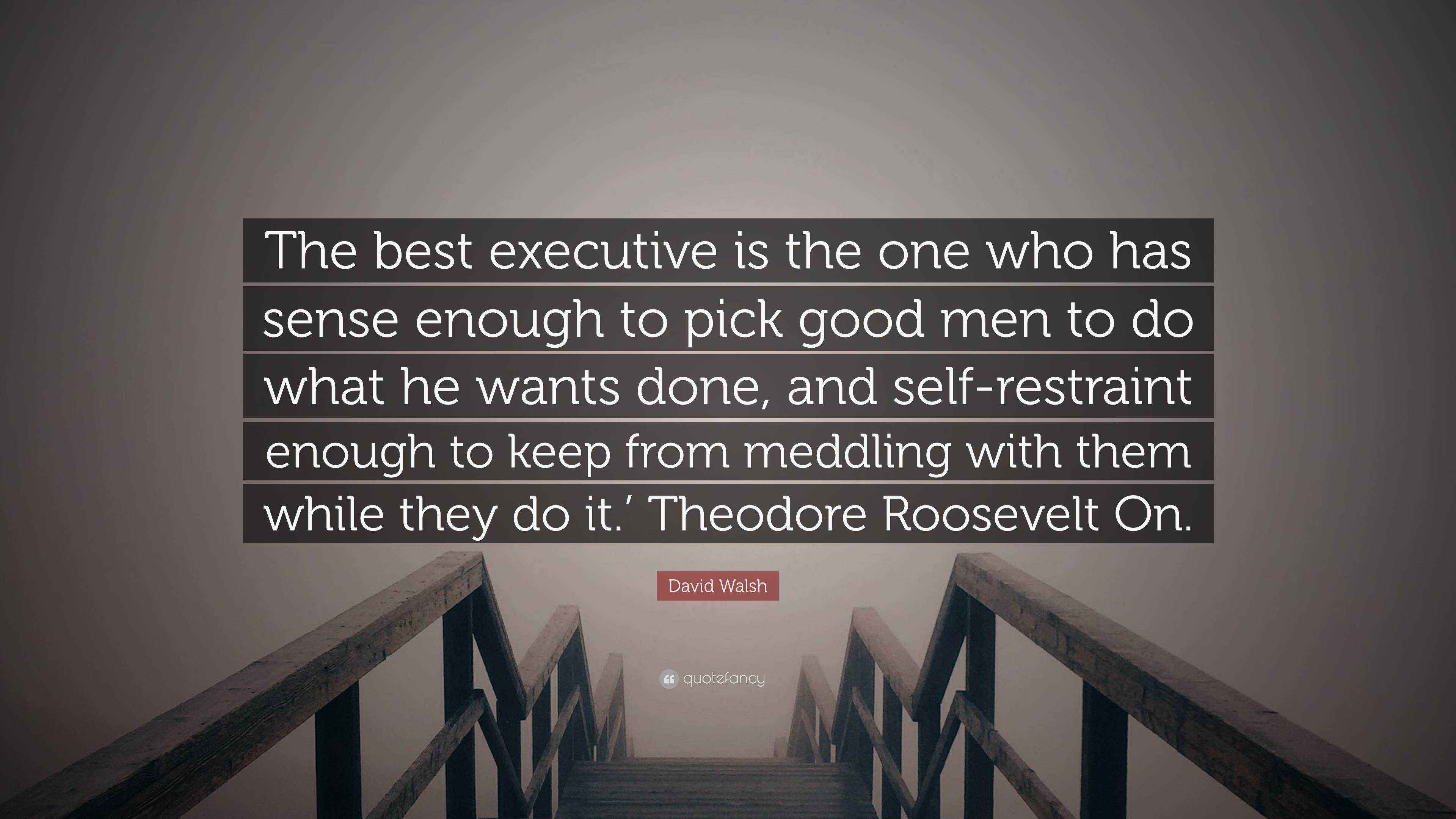David Walsh Quote “The best executive is the one who has sense enough to pick good men to do
