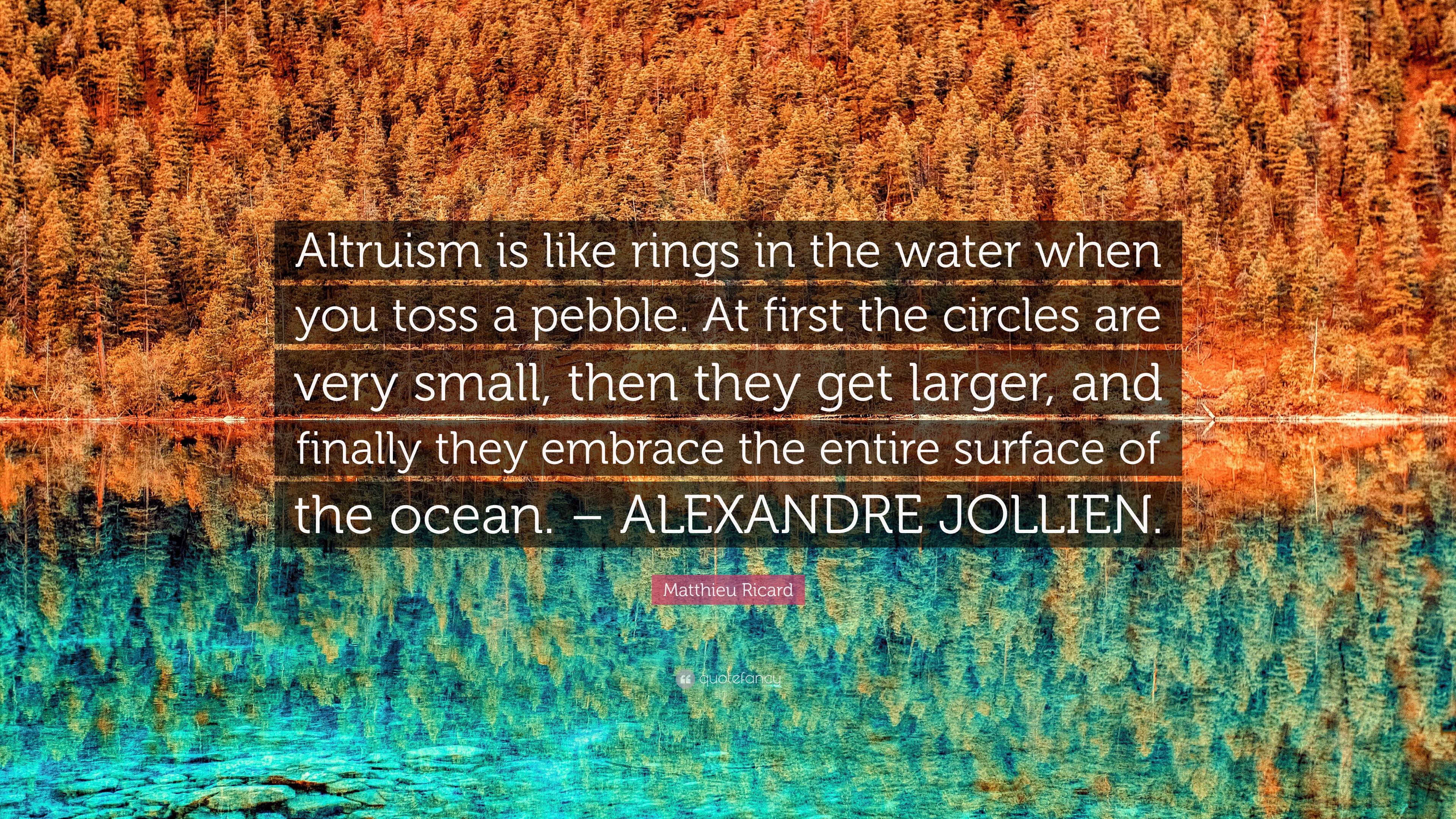 Matthieu Ricard Quote Altruism Is Like Rings In The Water When You Toss A Pebble At First The Circles Are Very Small Then They Get Larger A