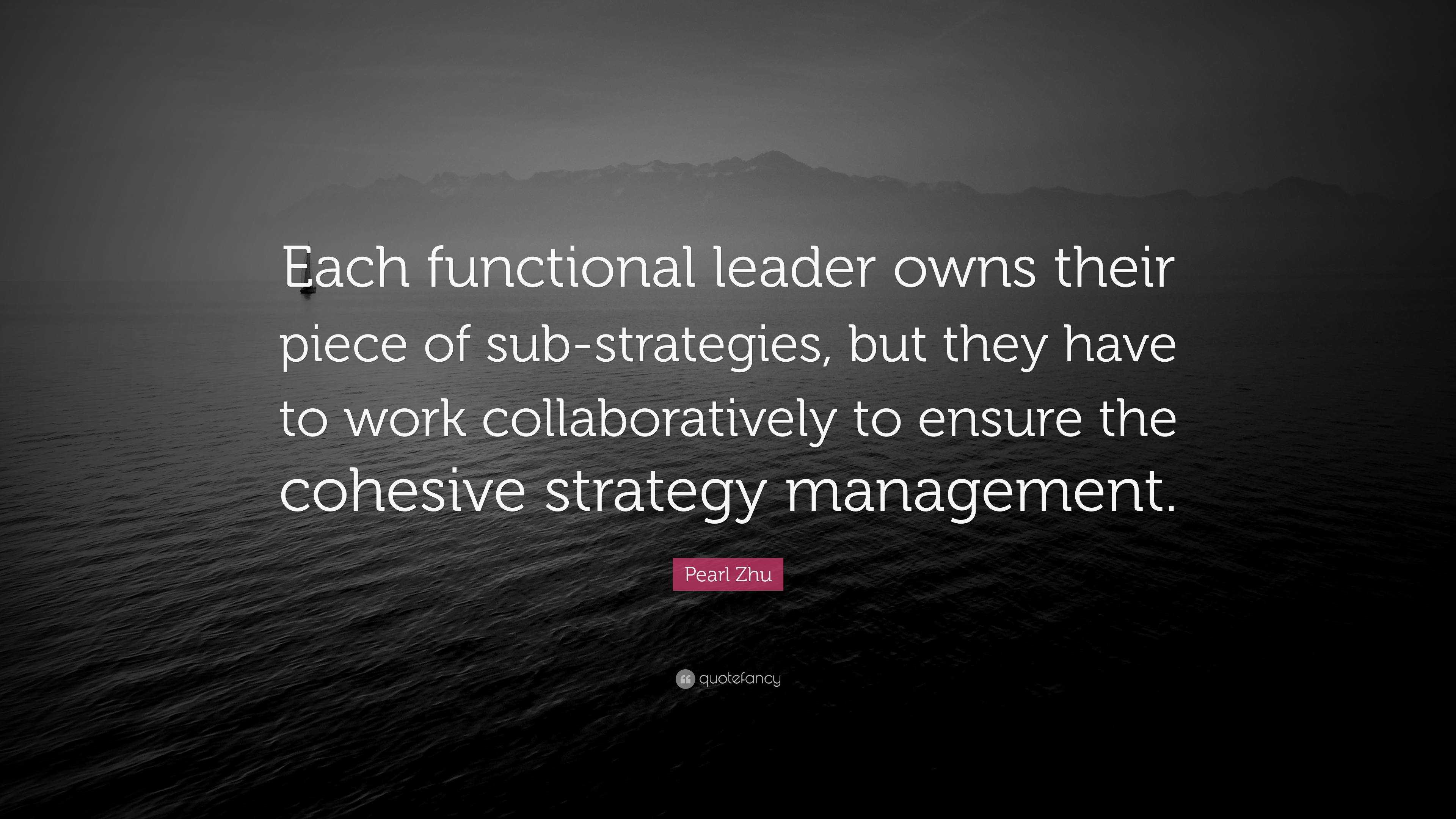 Pearl Zhu Quote: “Each functional leader owns their piece of sub ...