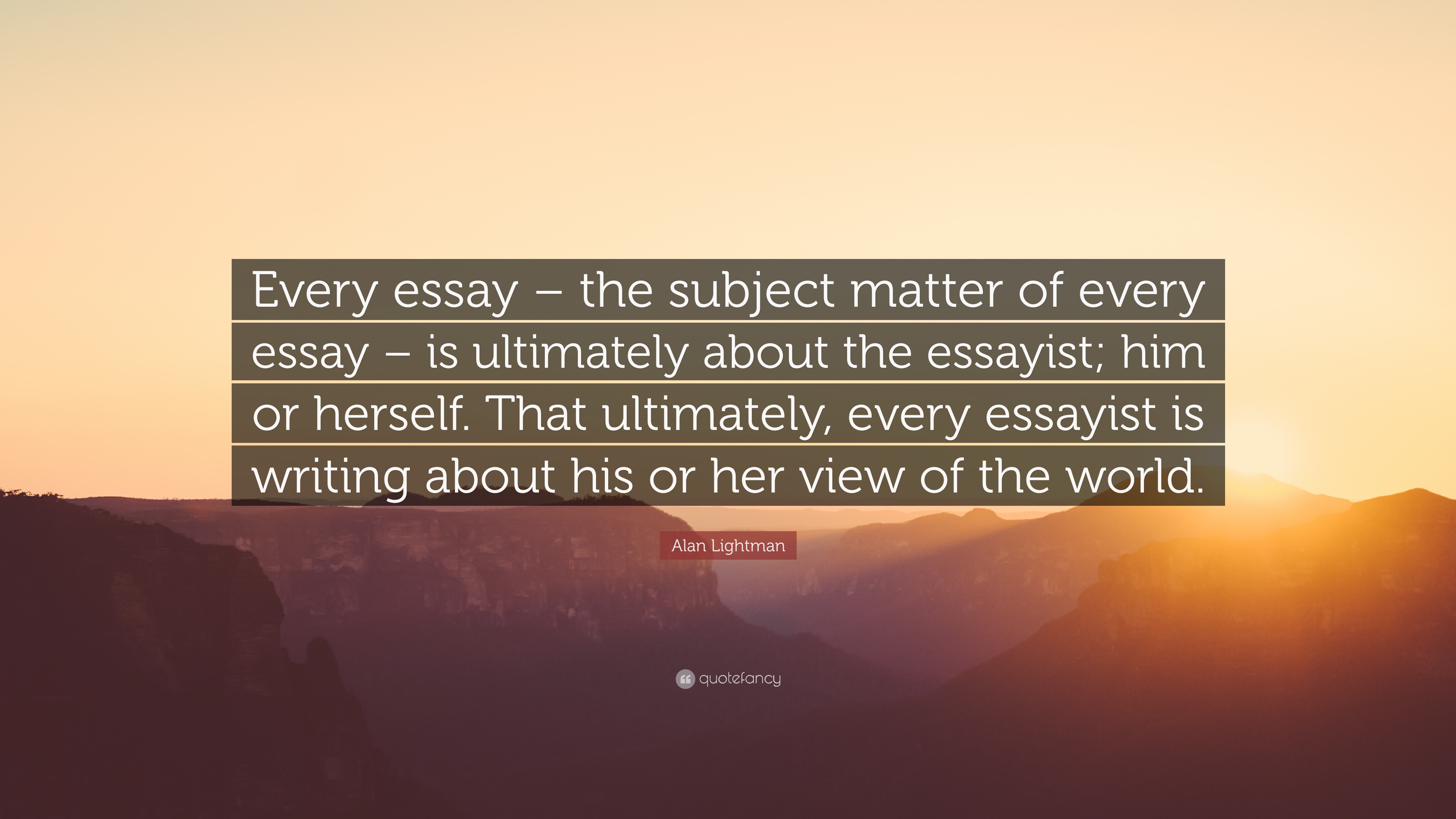 essay about subject matter