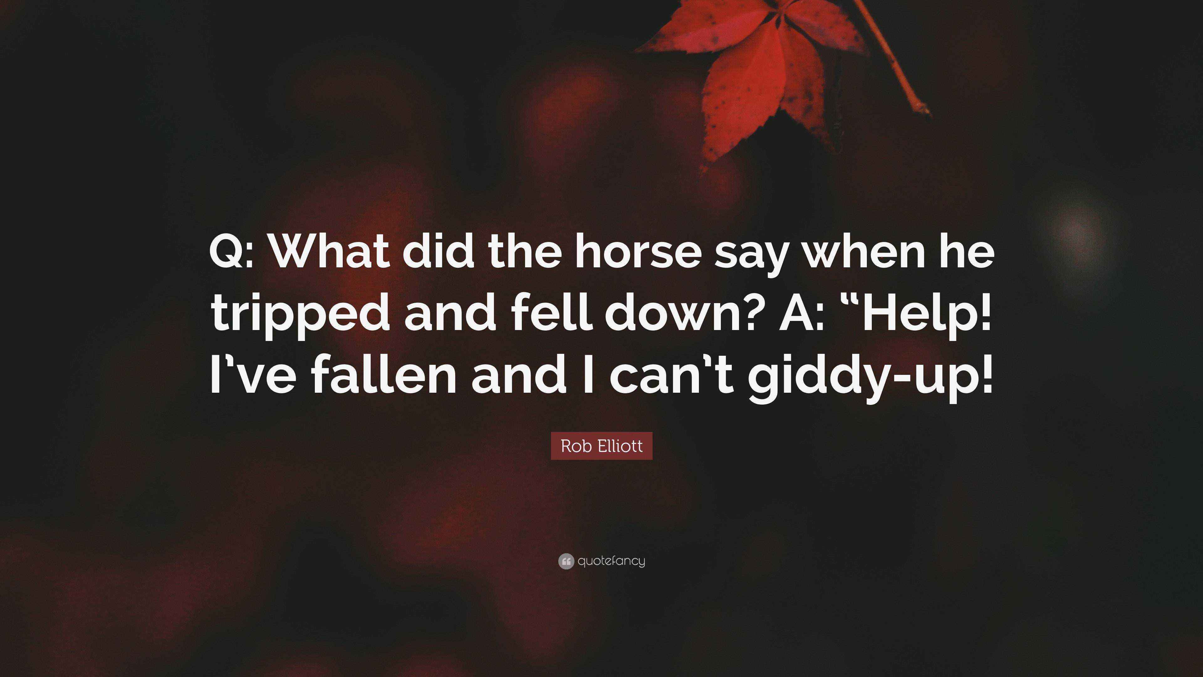 Rob Elliott Quote “Q What did the horse say when he tripped and fell