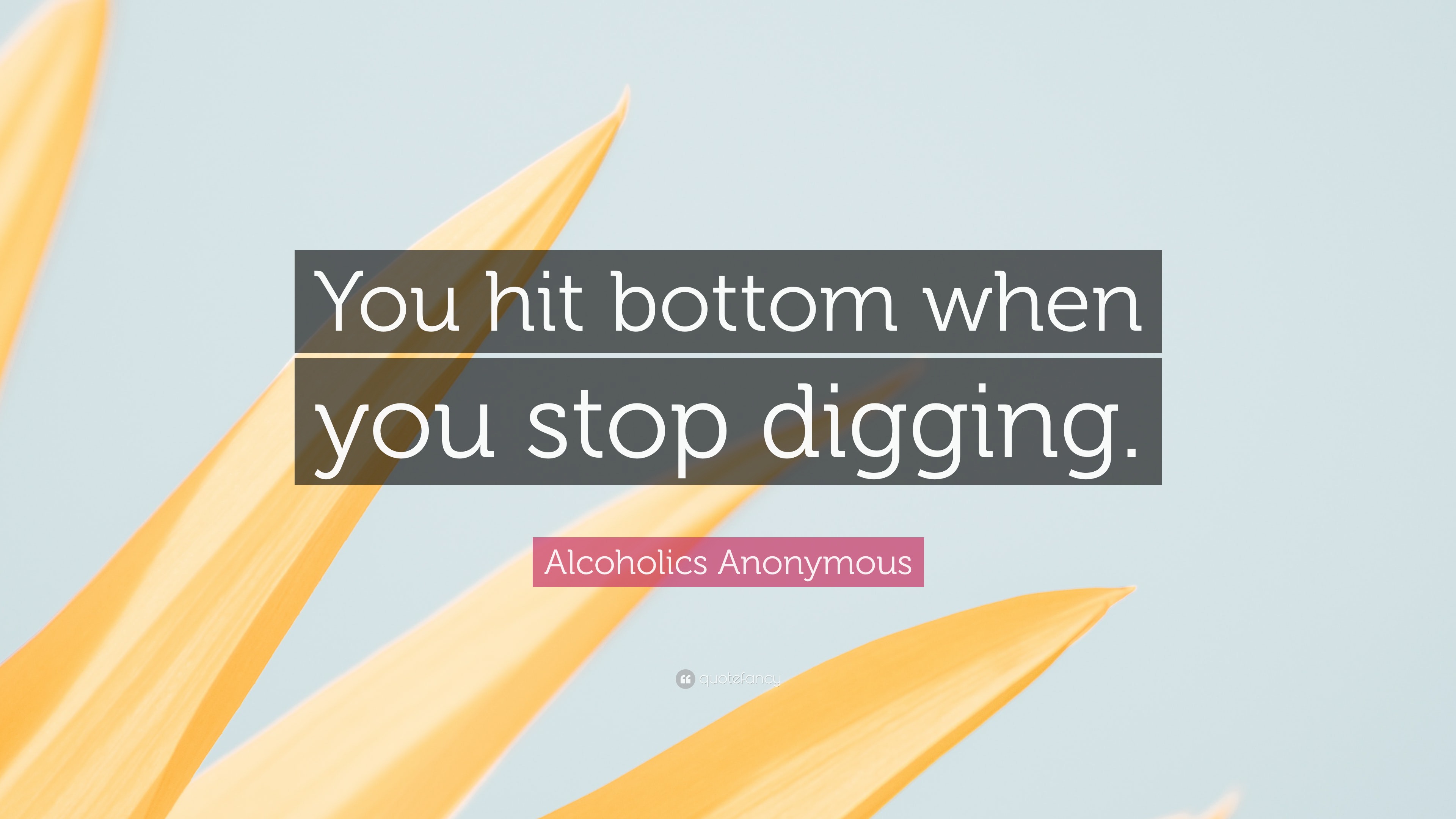 Alcoholics Anonymous Quote “You hit bottom when you stop digging.”
