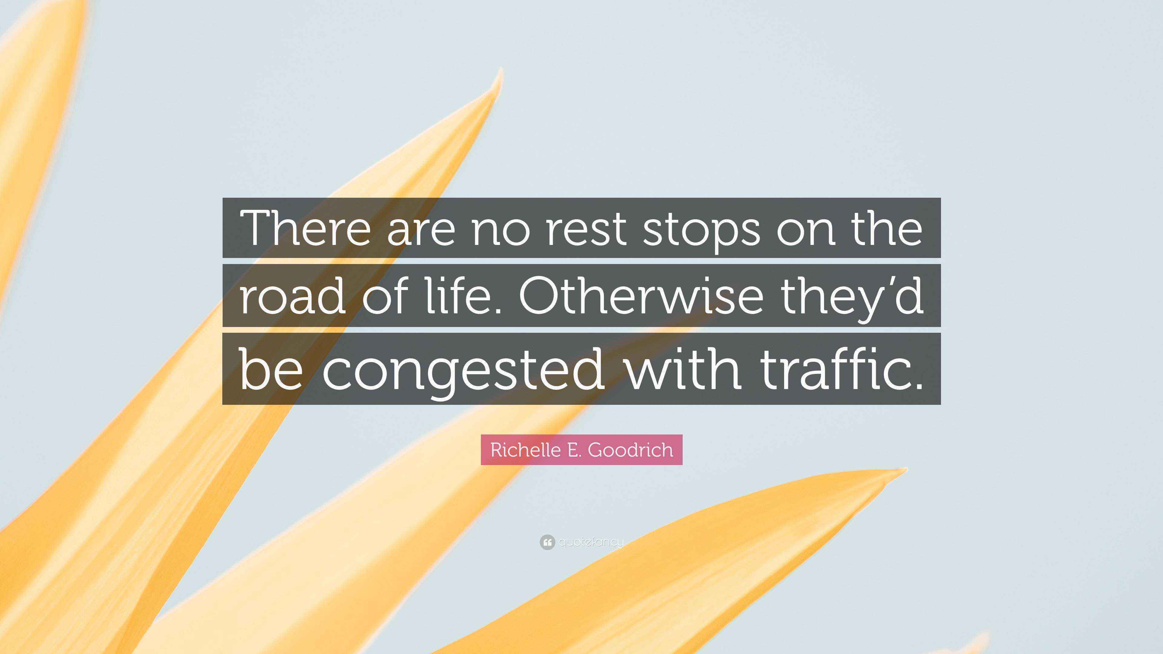 Richelle E. Goodrich Quote “There are no rest stops on the road of