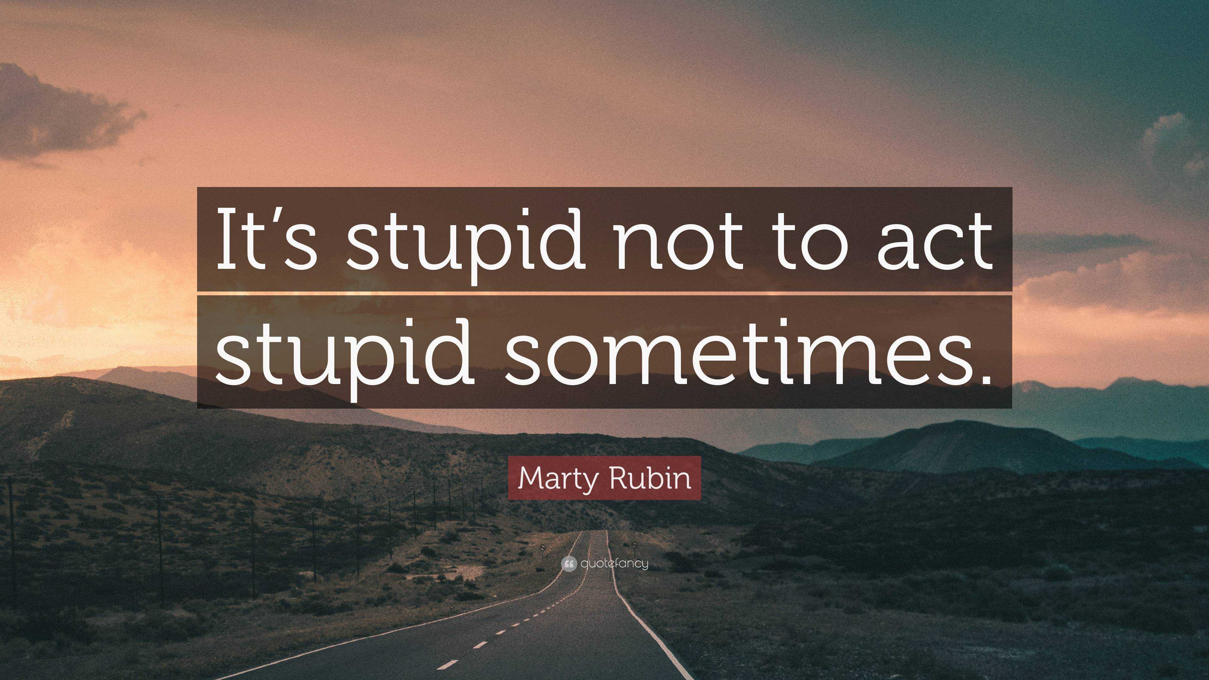 Marty Rubin Quote: “It’s stupid not to act stupid sometimes.”