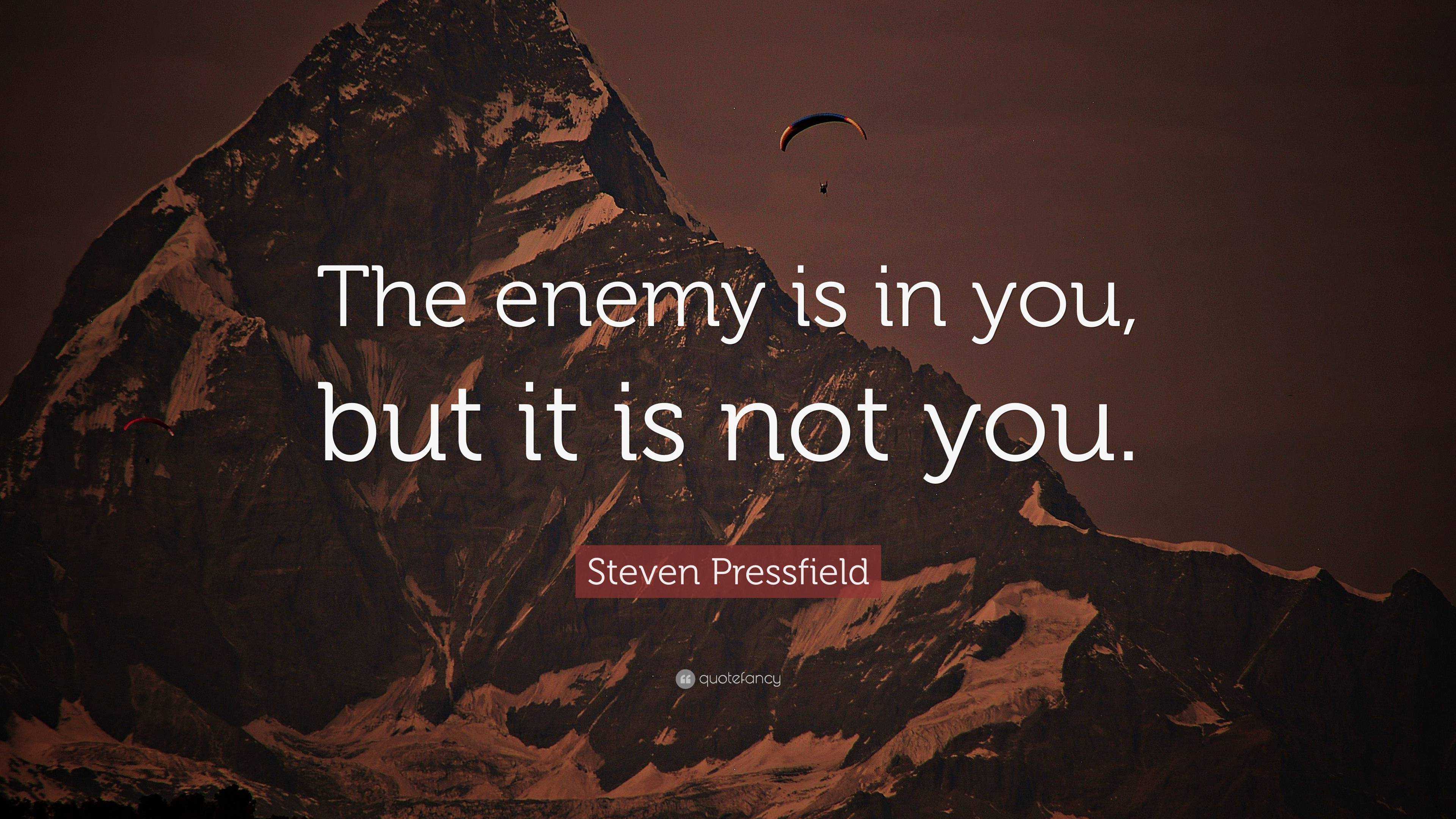 Steven Pressfield Quote: “the Enemy Is In You, But It Is Not You.”