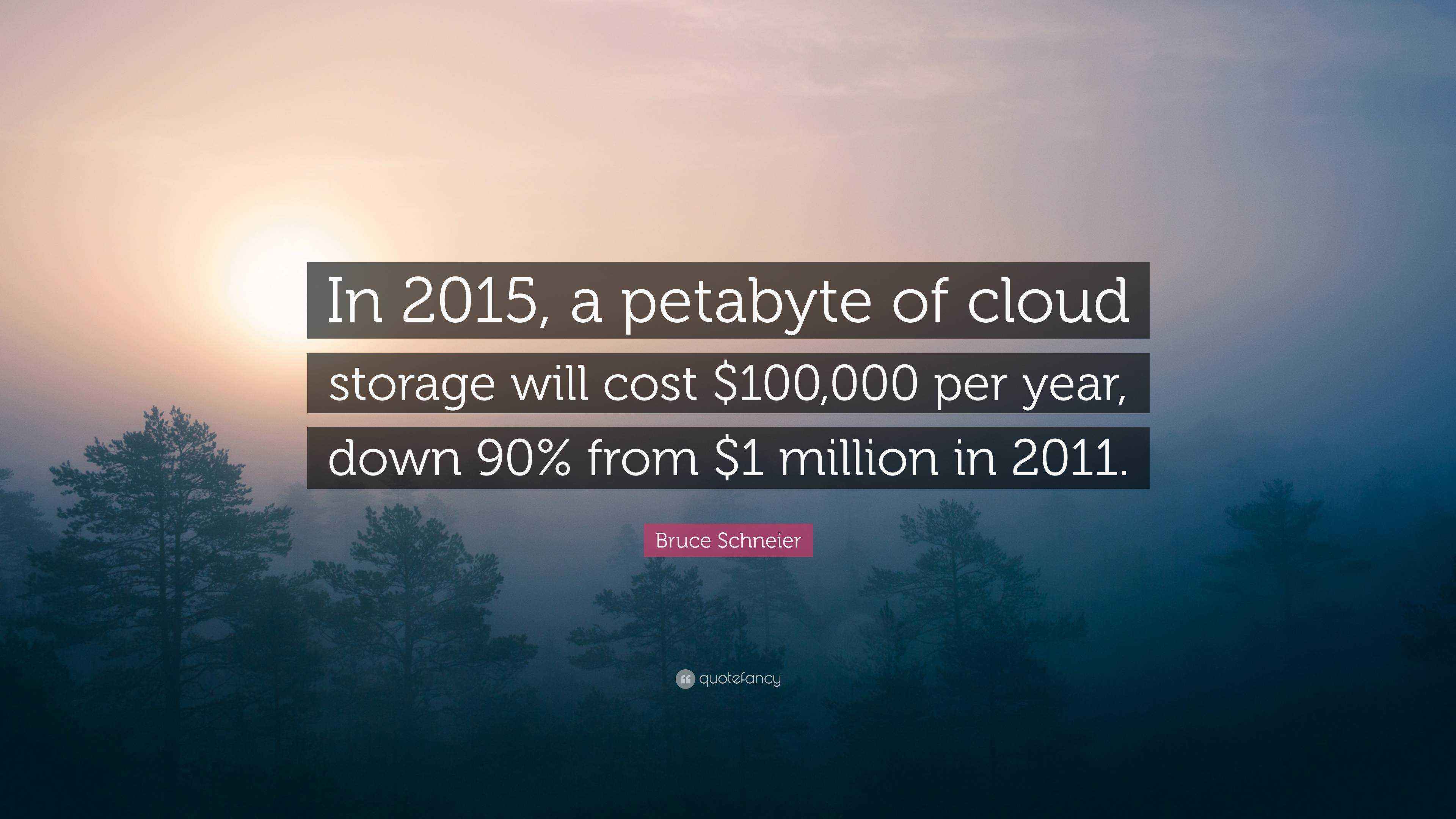 Bruce Schneier Quote “In 2015, a petabyte of cloud storage will cost
