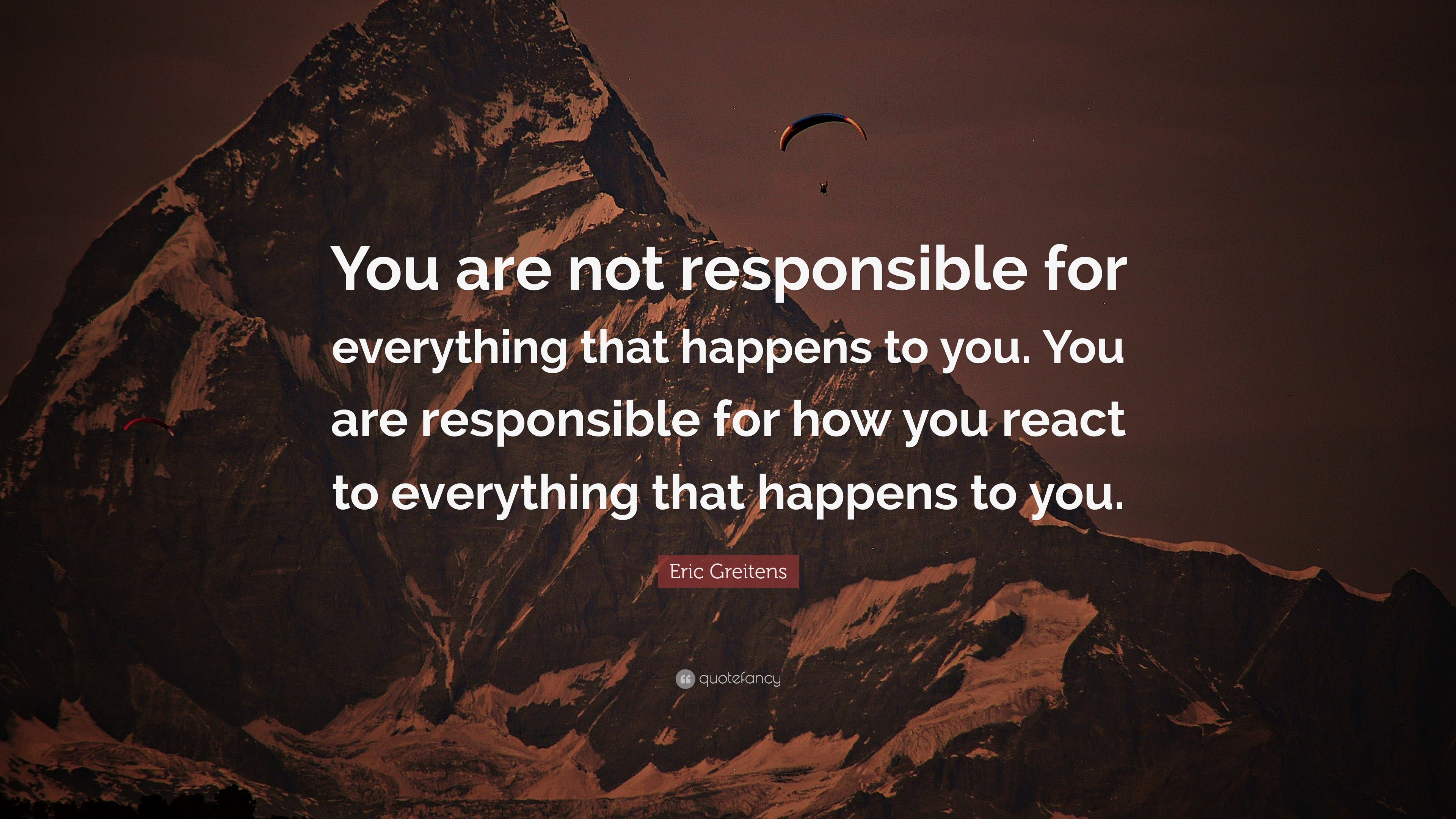 Eric Greitens Quote: “You are not responsible for everything that ...