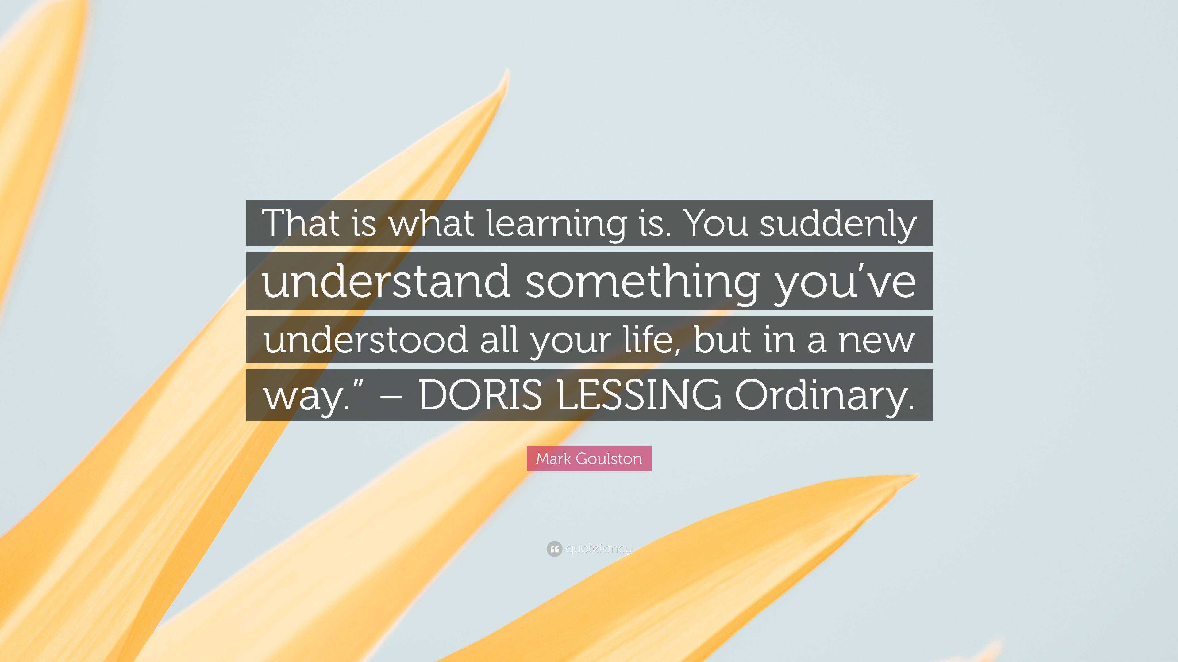 Mark Goulston Quote: “That is what learning is. You suddenly understand ...