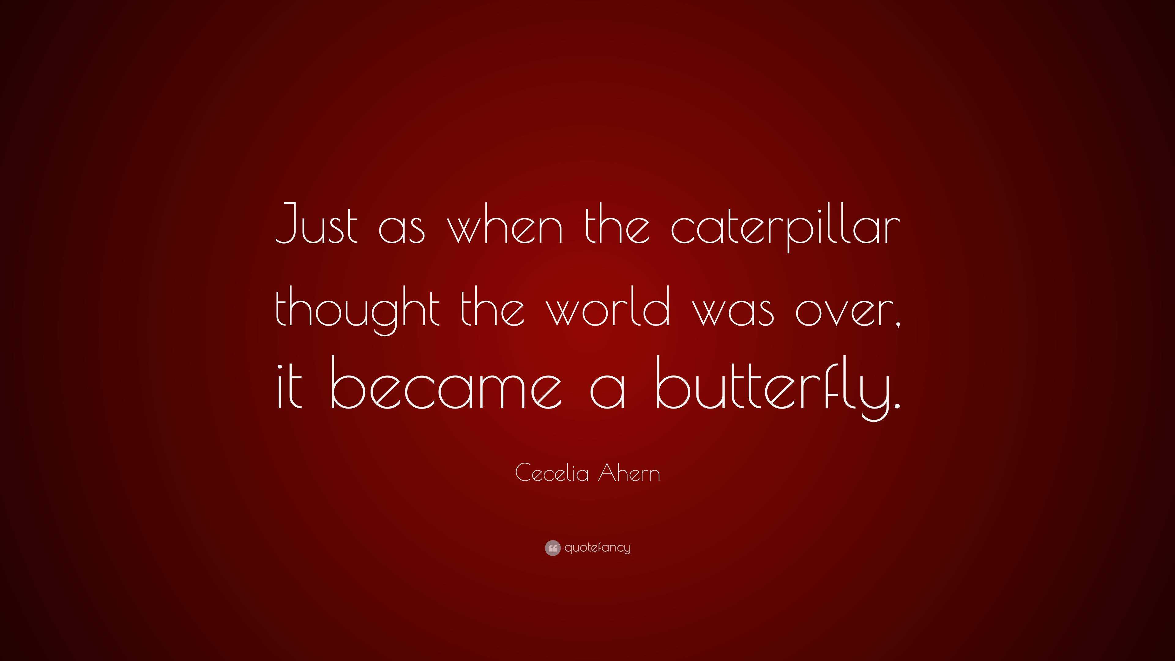 Cecelia Ahern Quote: “Just as when the caterpillar thought the world ...