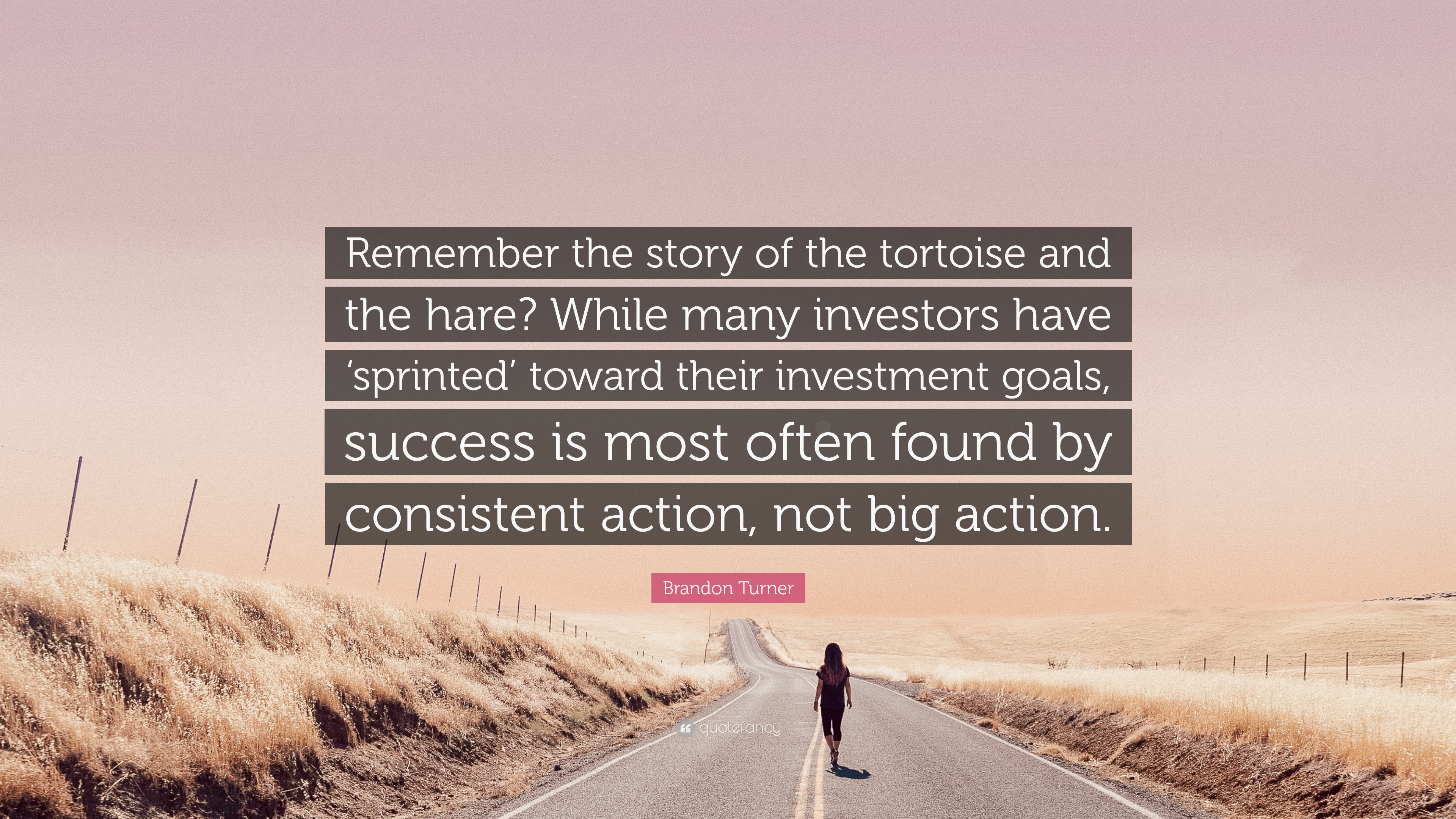 Brandon Turner Quote: “Remember the story of the tortoise and the hare ...