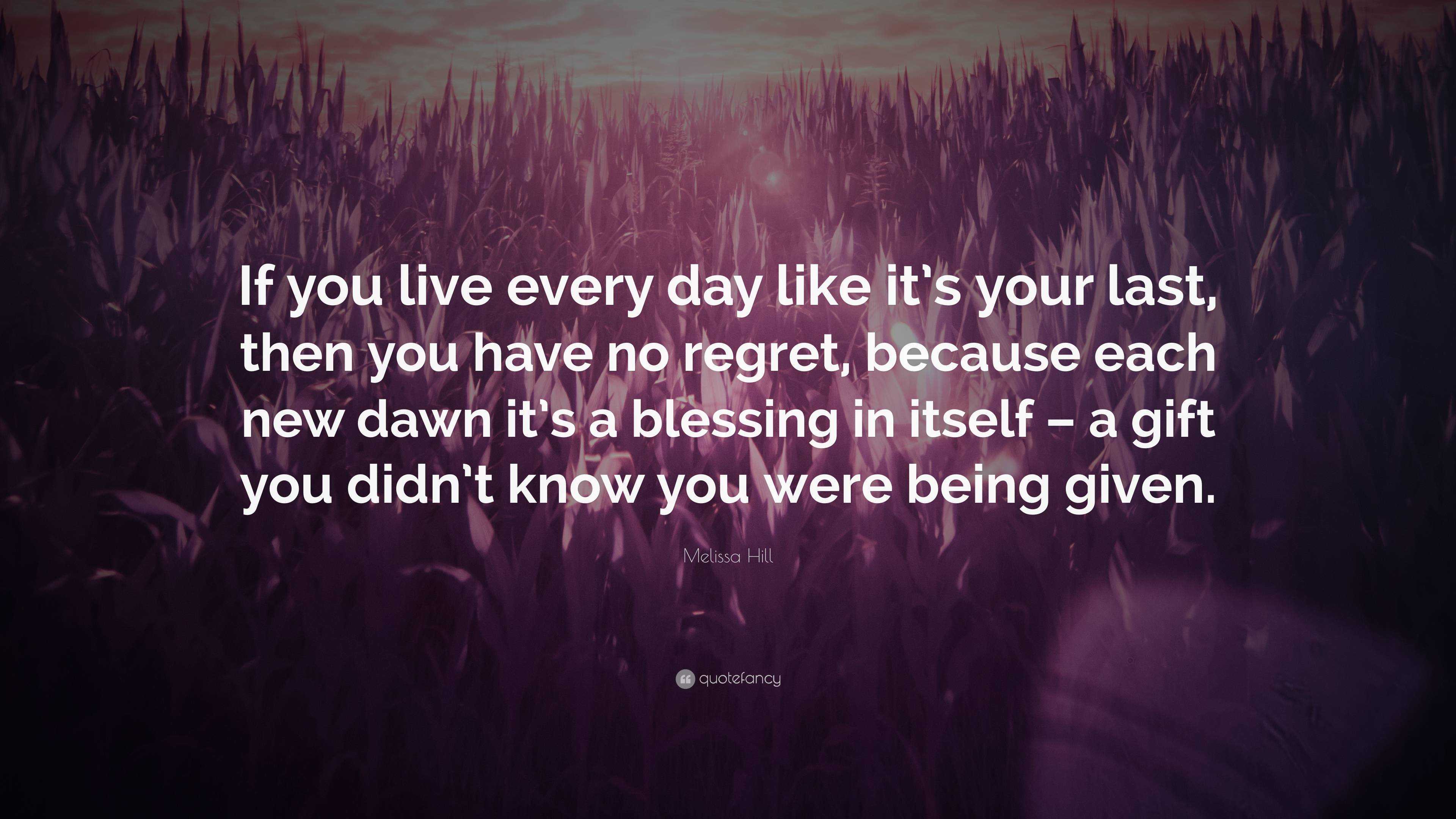 Melissa Hill Quote: “If you live every day like it's your last