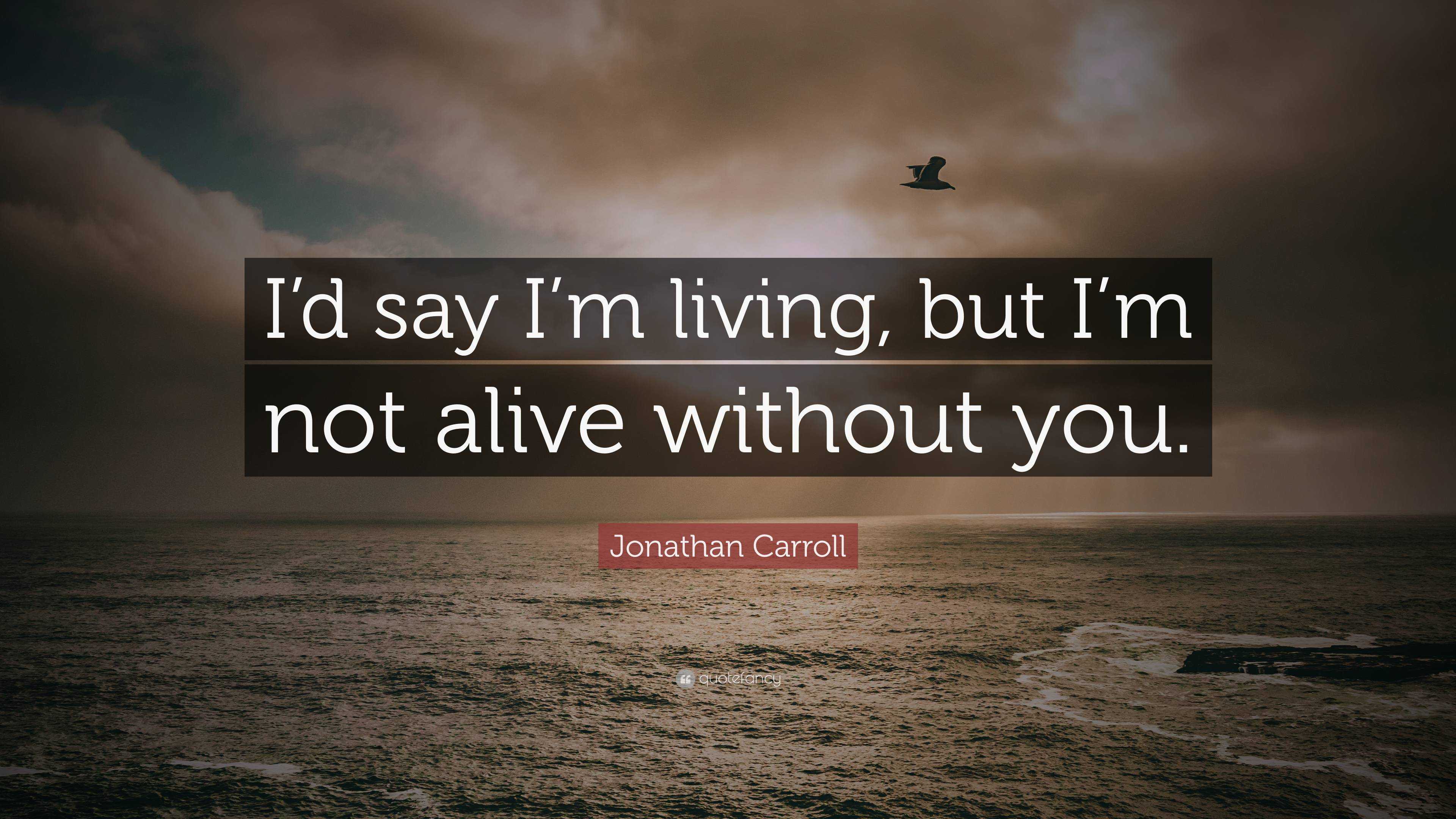 Jonathan Carroll Quote: “I’d say I’m living, but I’m not alive without 