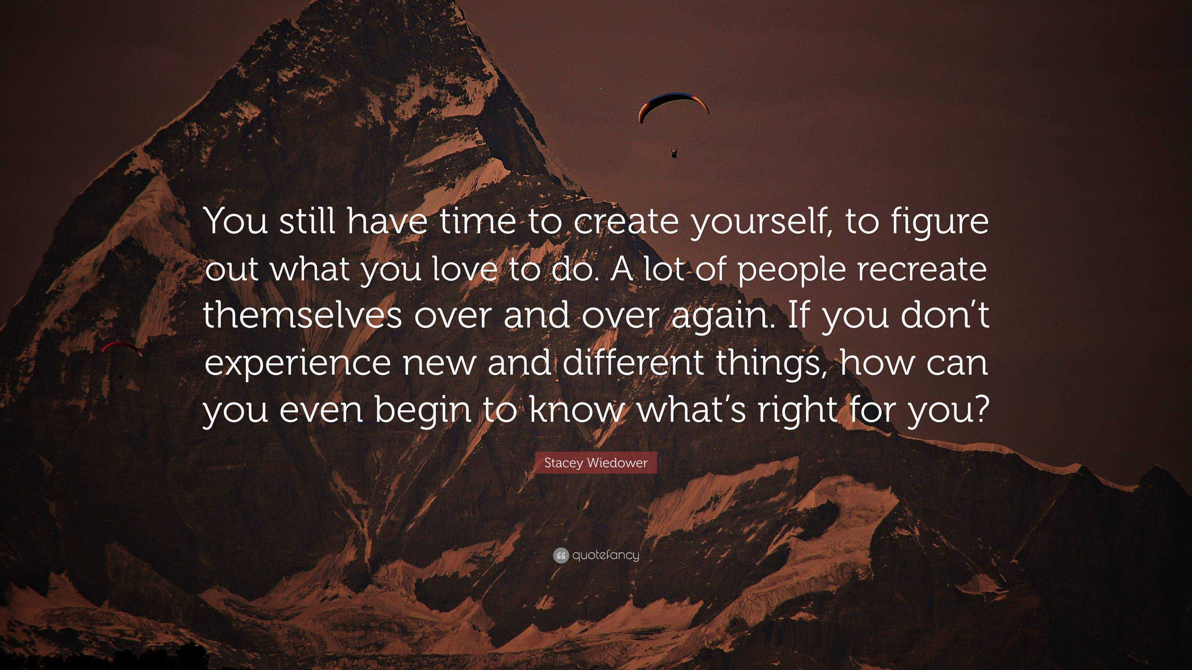 Stacey Wiedower Quote: “You still have time to create yourself, to ...