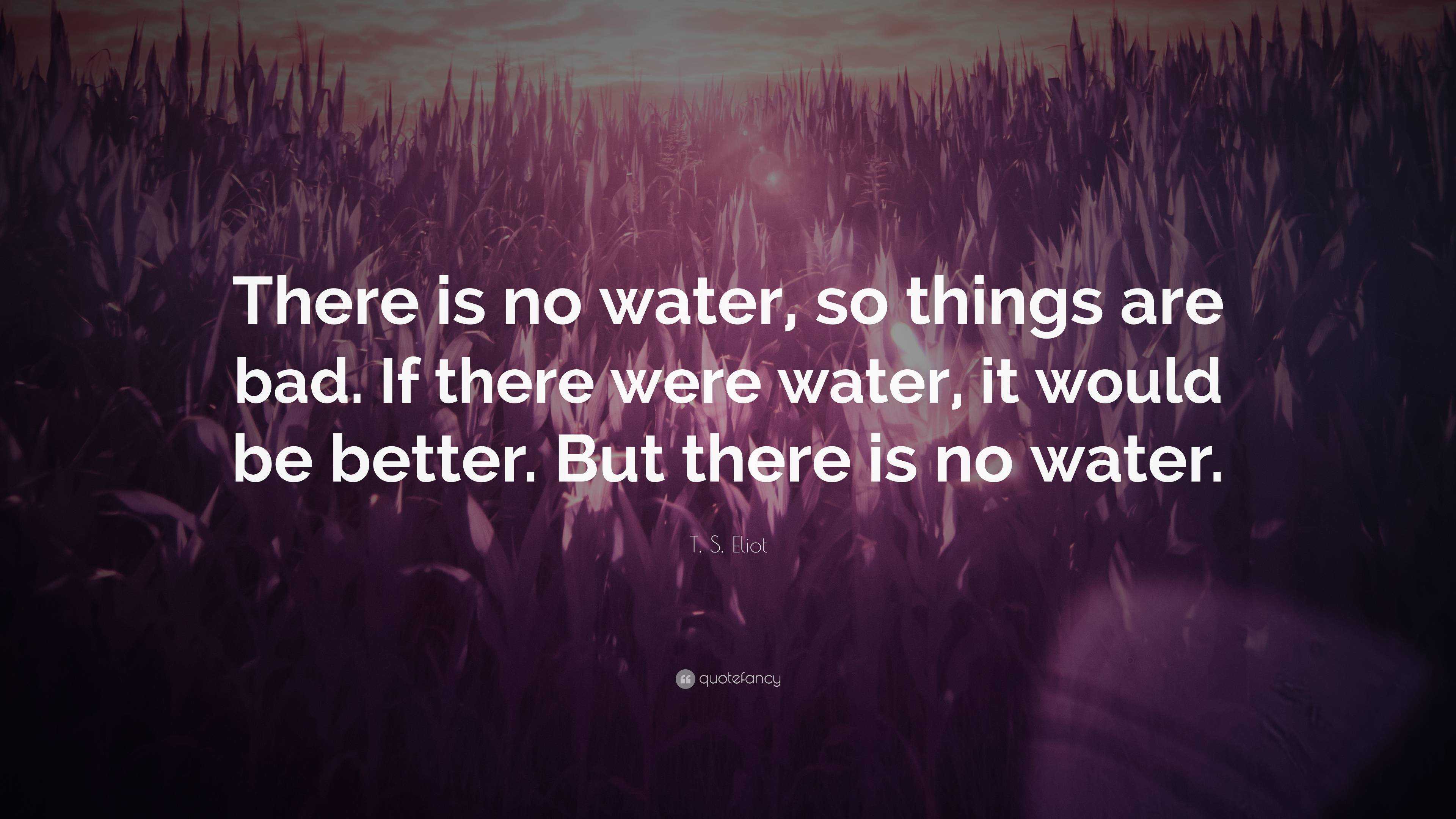 T. S. Eliot Quote: “there Is No Water, So Things Are Bad. If There Were 